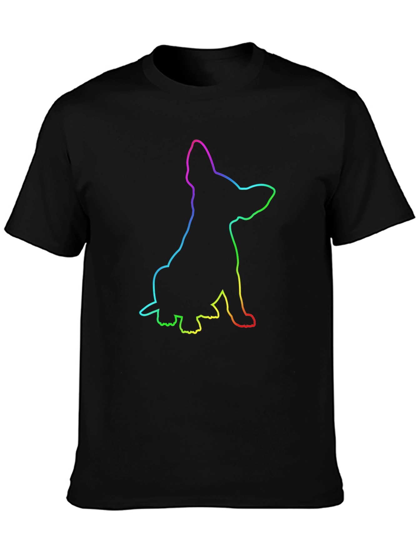 Rainbow Dog Outline Black T-Shirt