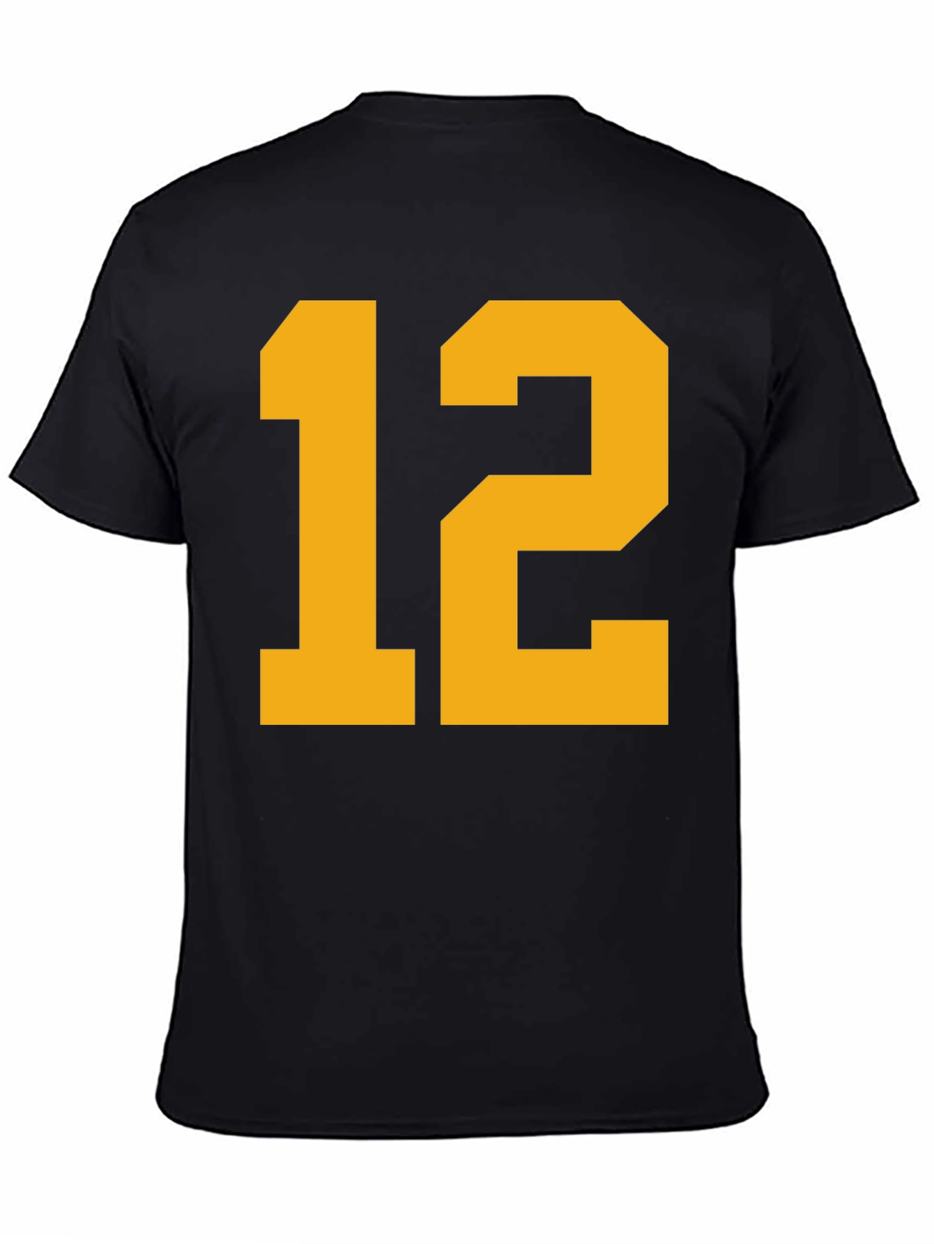 Black Tee with Bold Yellow Number 12