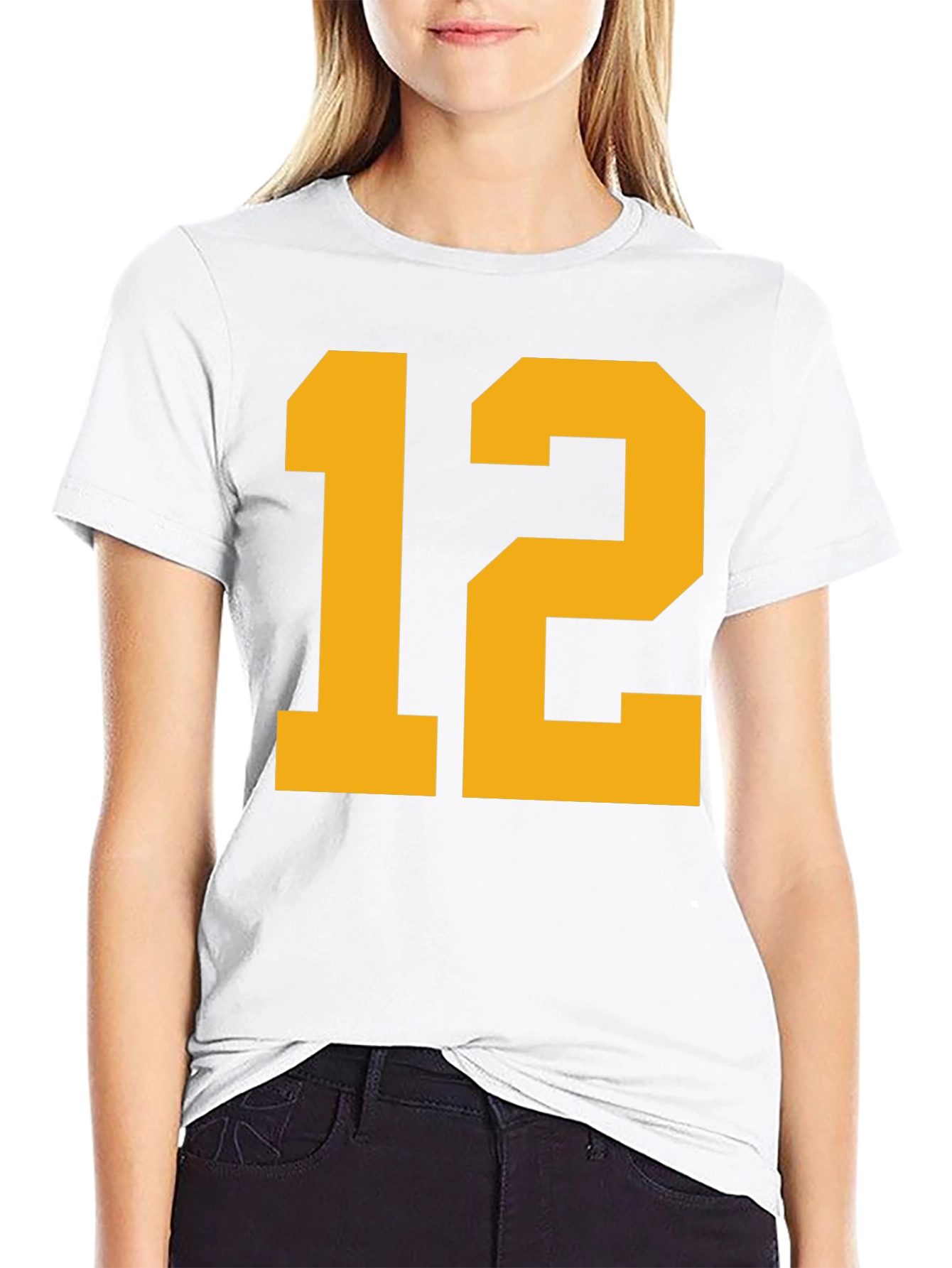 Black Tee with Bold Yellow Number 12