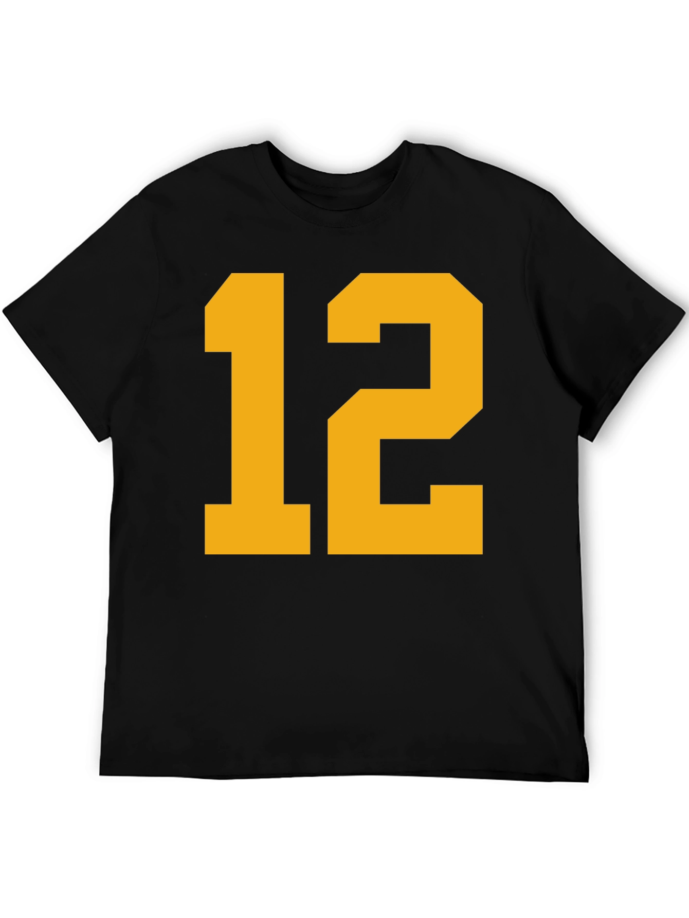 Black Tee with Bold Yellow Number 12