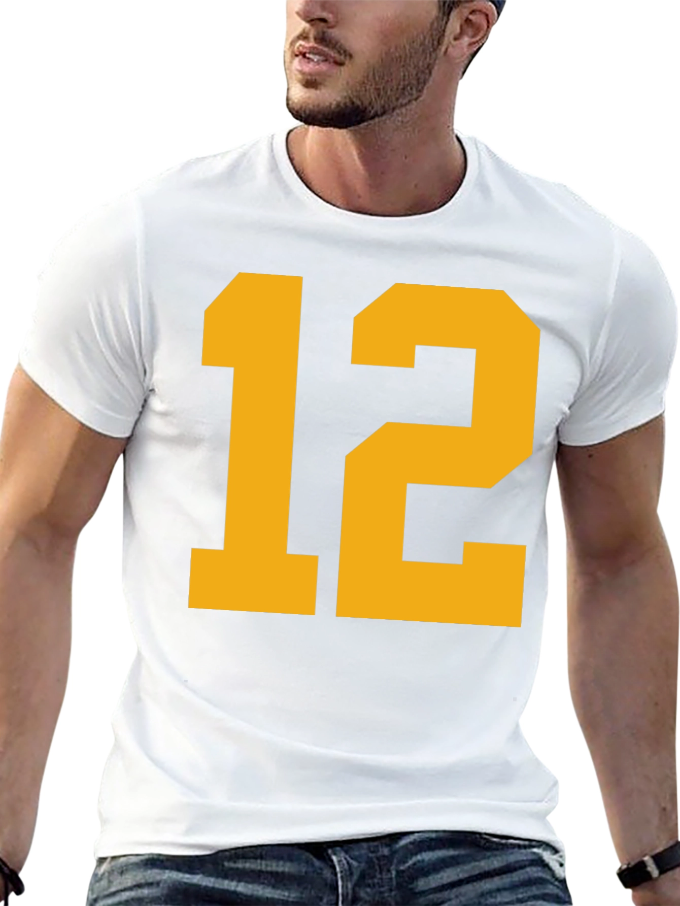 Black Tee with Bold Yellow Number 12
