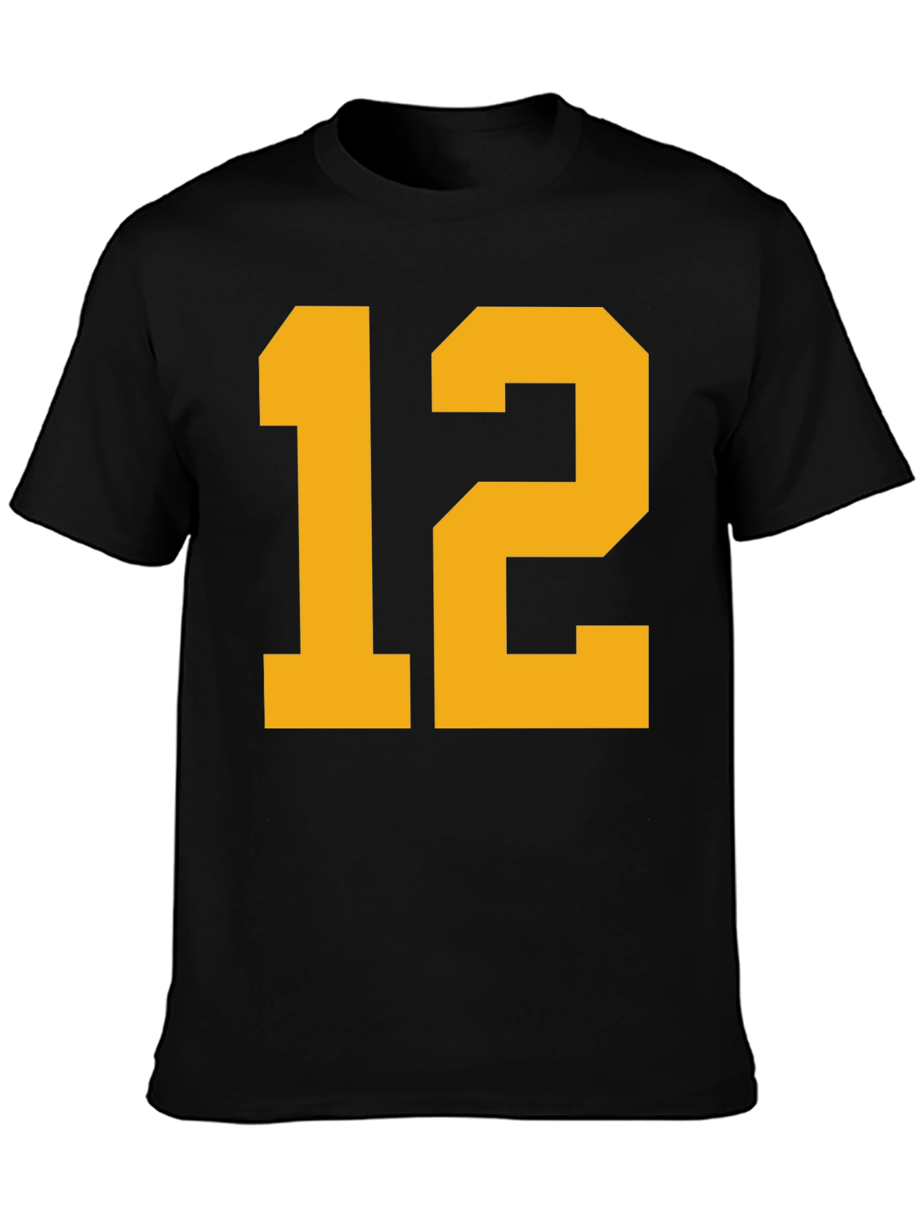 Black Tee with Bold Yellow Number 12