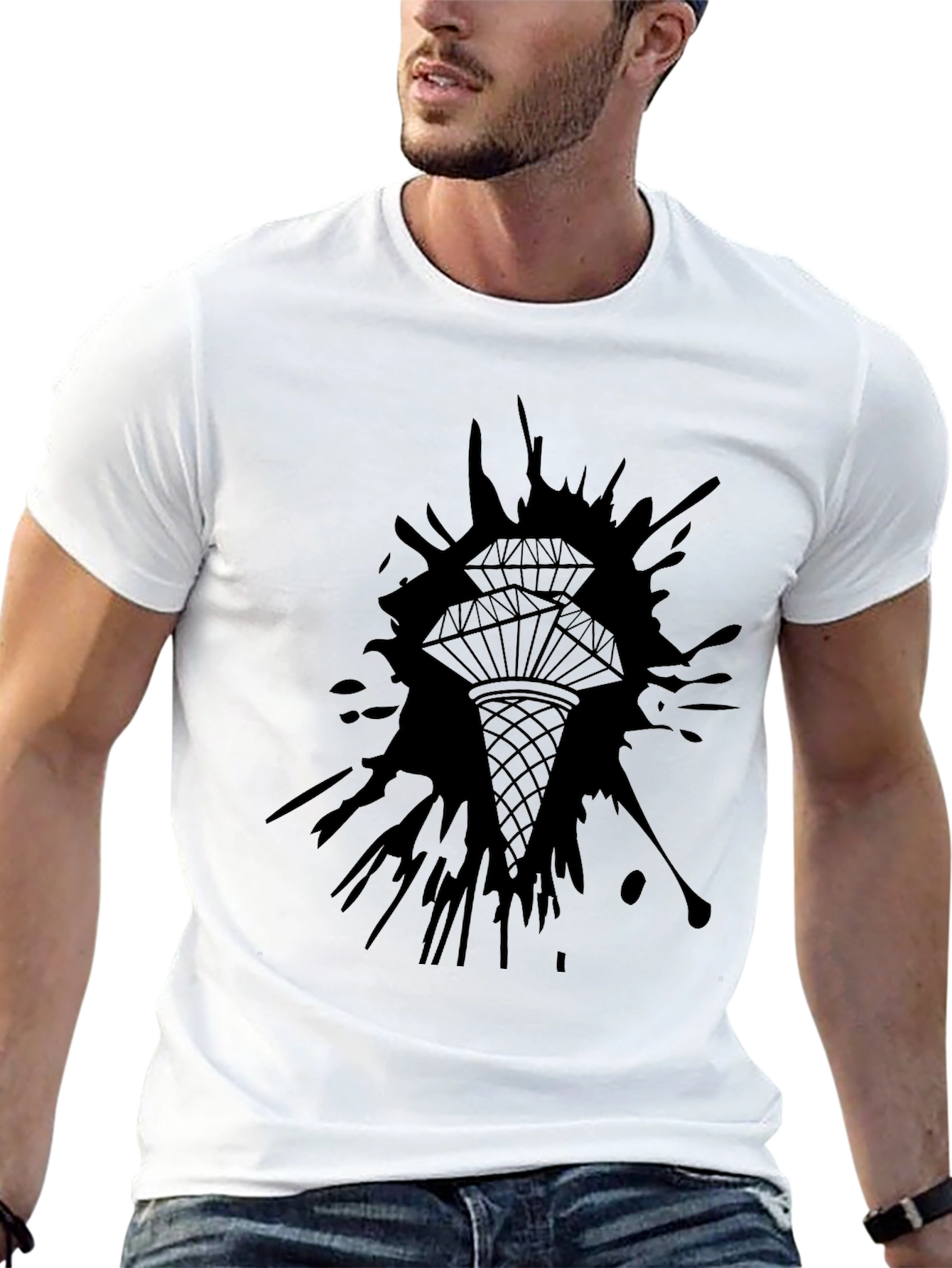 Diamond Splatter Graphic Tee - Mens Black T-Shirt