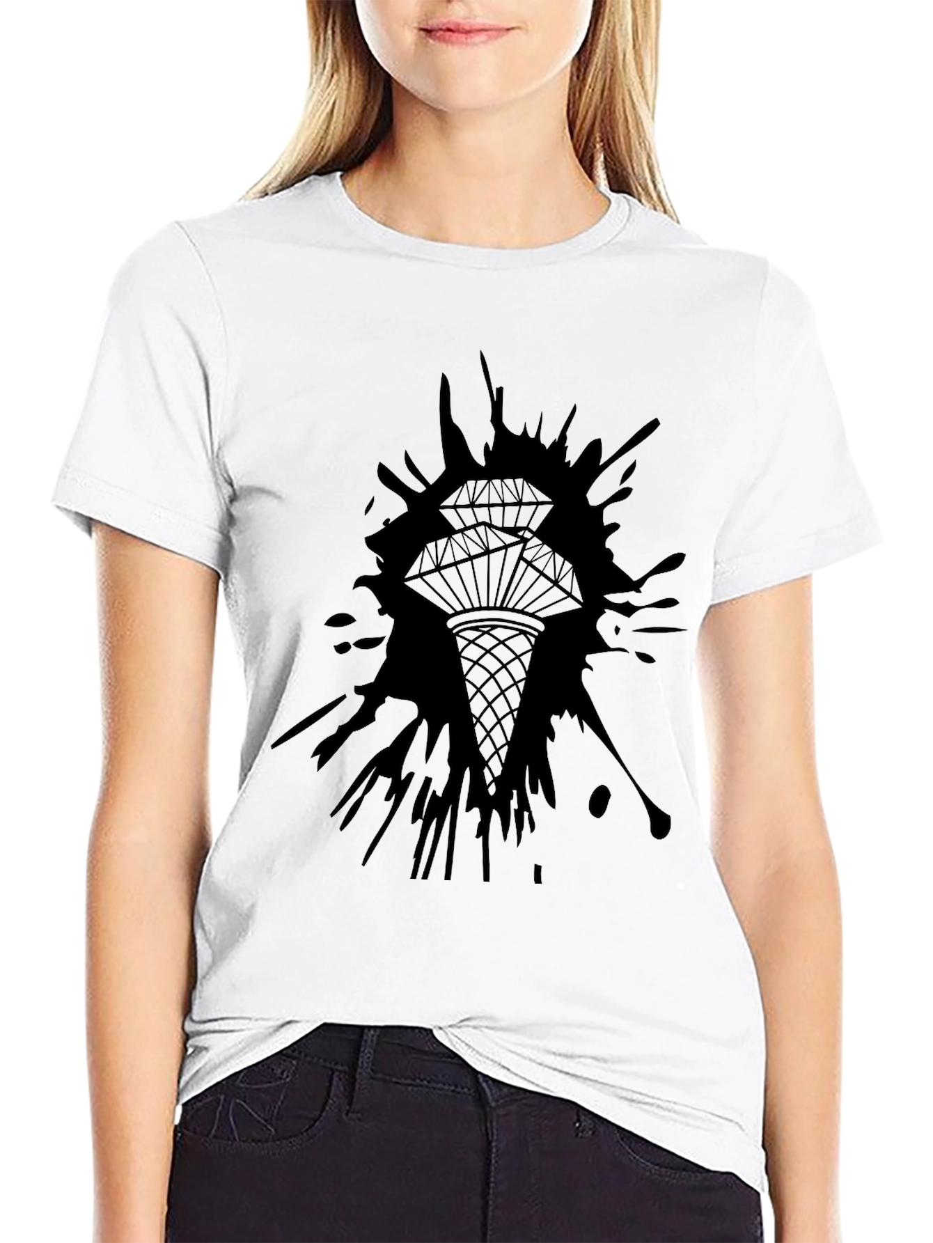 Diamond Splatter Graphic Tee - Mens Black T-Shirt