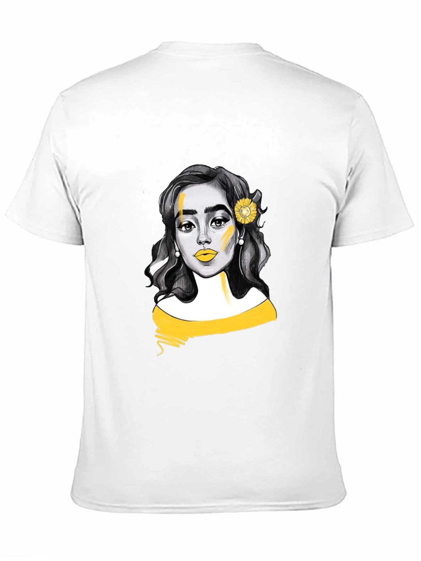 Woman with Sunflower Graphic Tee - Black