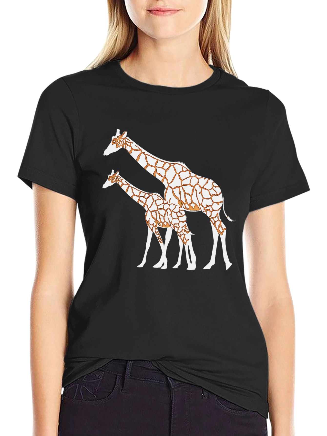 Giraffe Print Black T-Shirt
