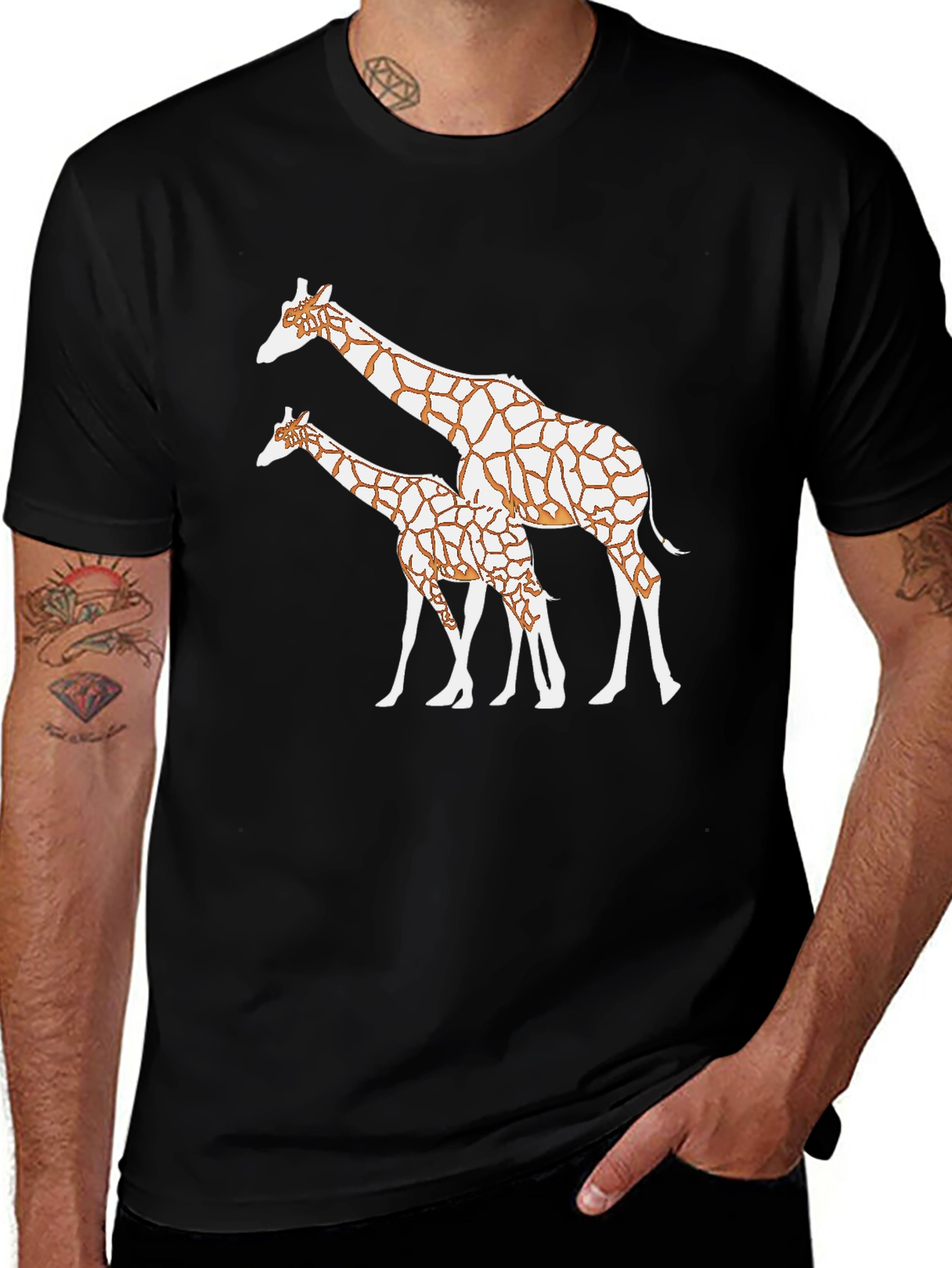 Giraffe Print Black T-Shirt