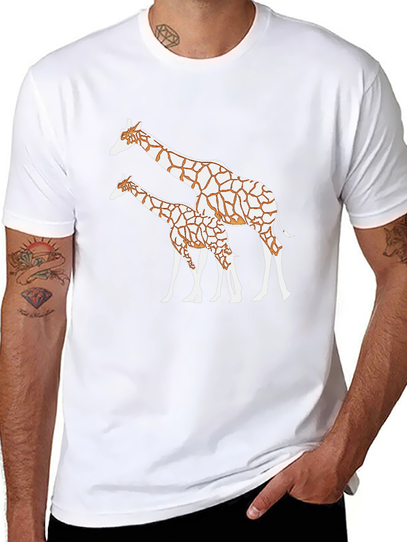 Giraffe Print Black T-Shirt