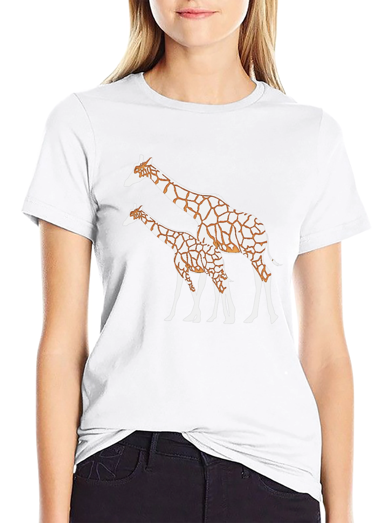 Giraffe Print Black T-Shirt