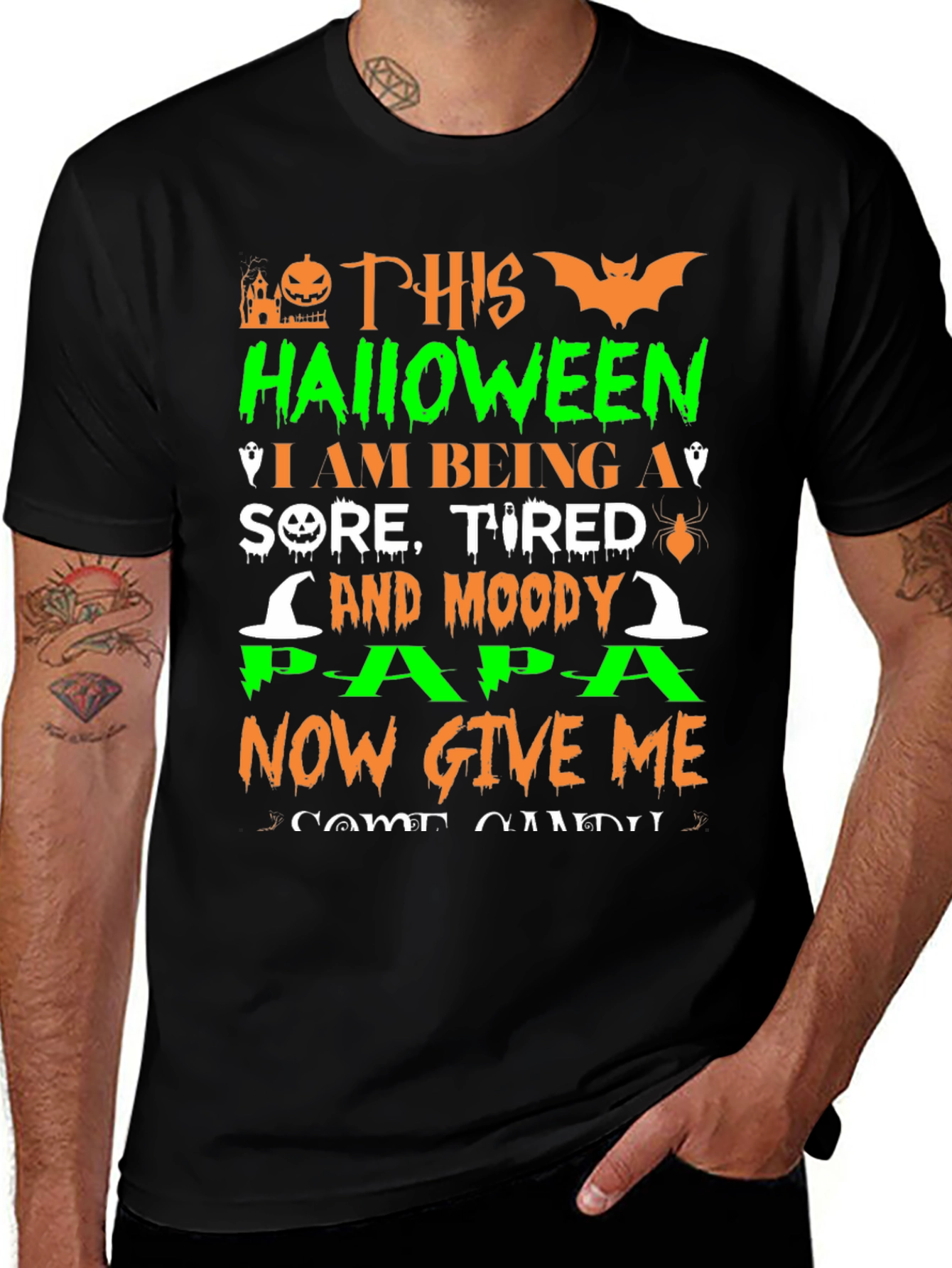 Halloween Papa T-Shirt: Sore Tired Moody
