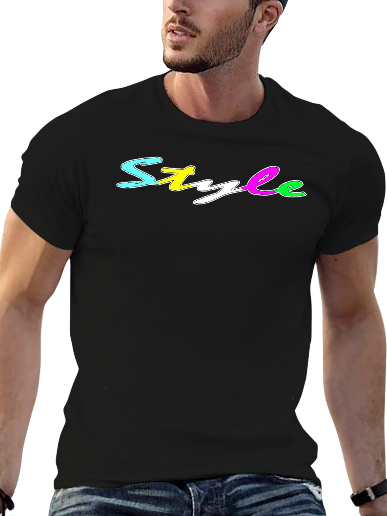 Mens Black Style Graphic Tee