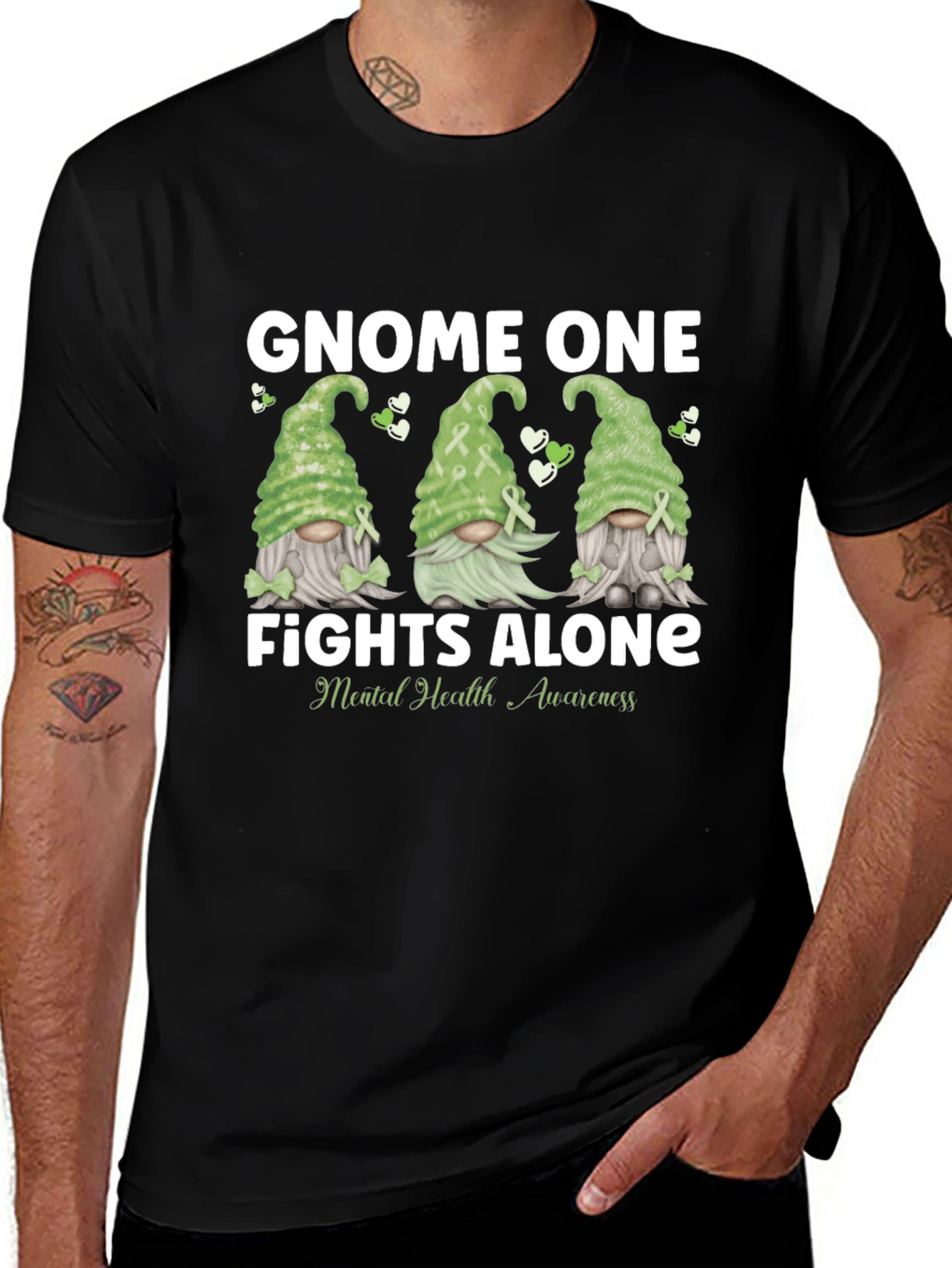 Gnome One Fights Alone Mental Health Awareness T-Shirt