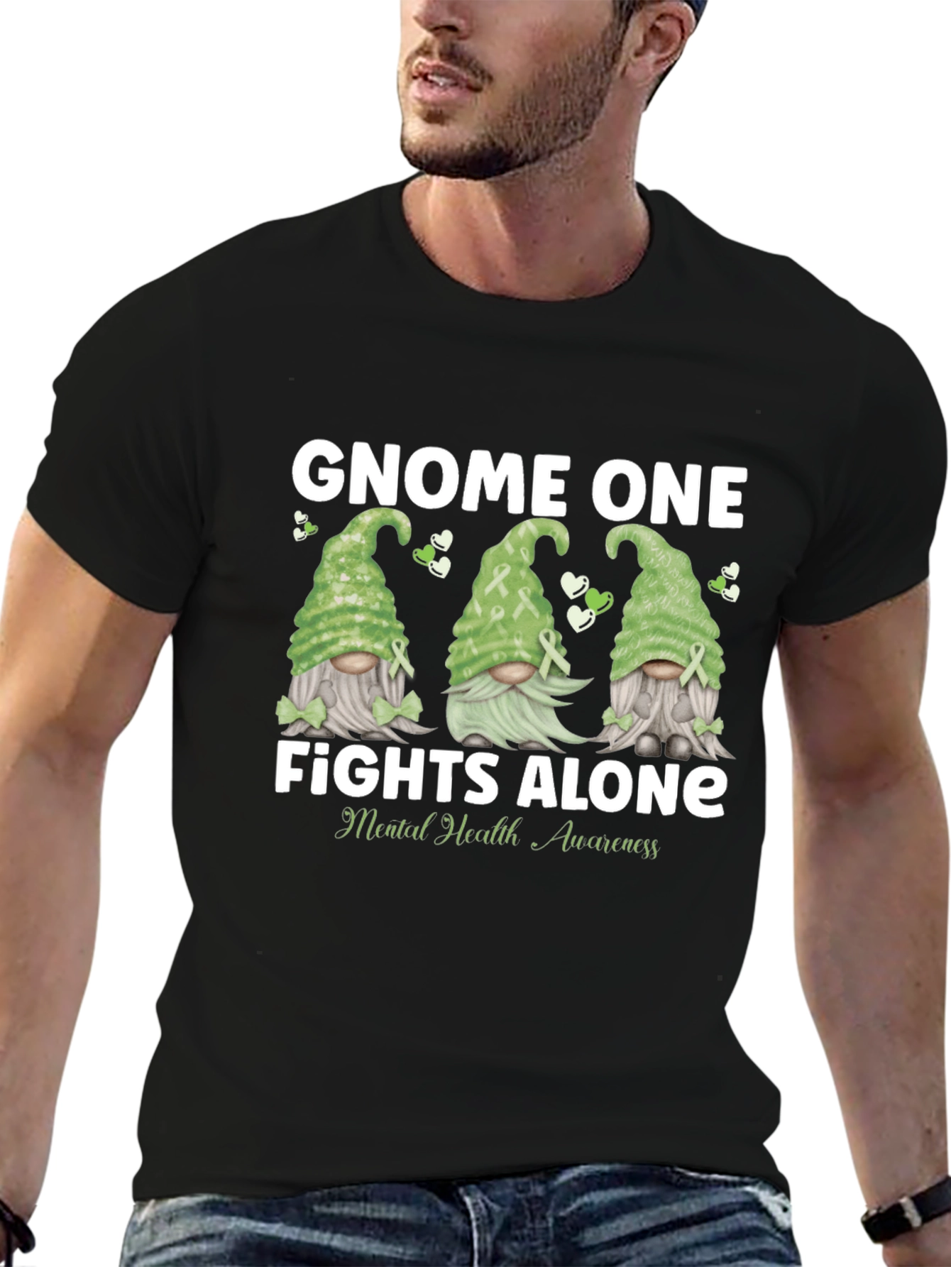 Gnome One Fights Alone Mental Health Awareness T-Shirt