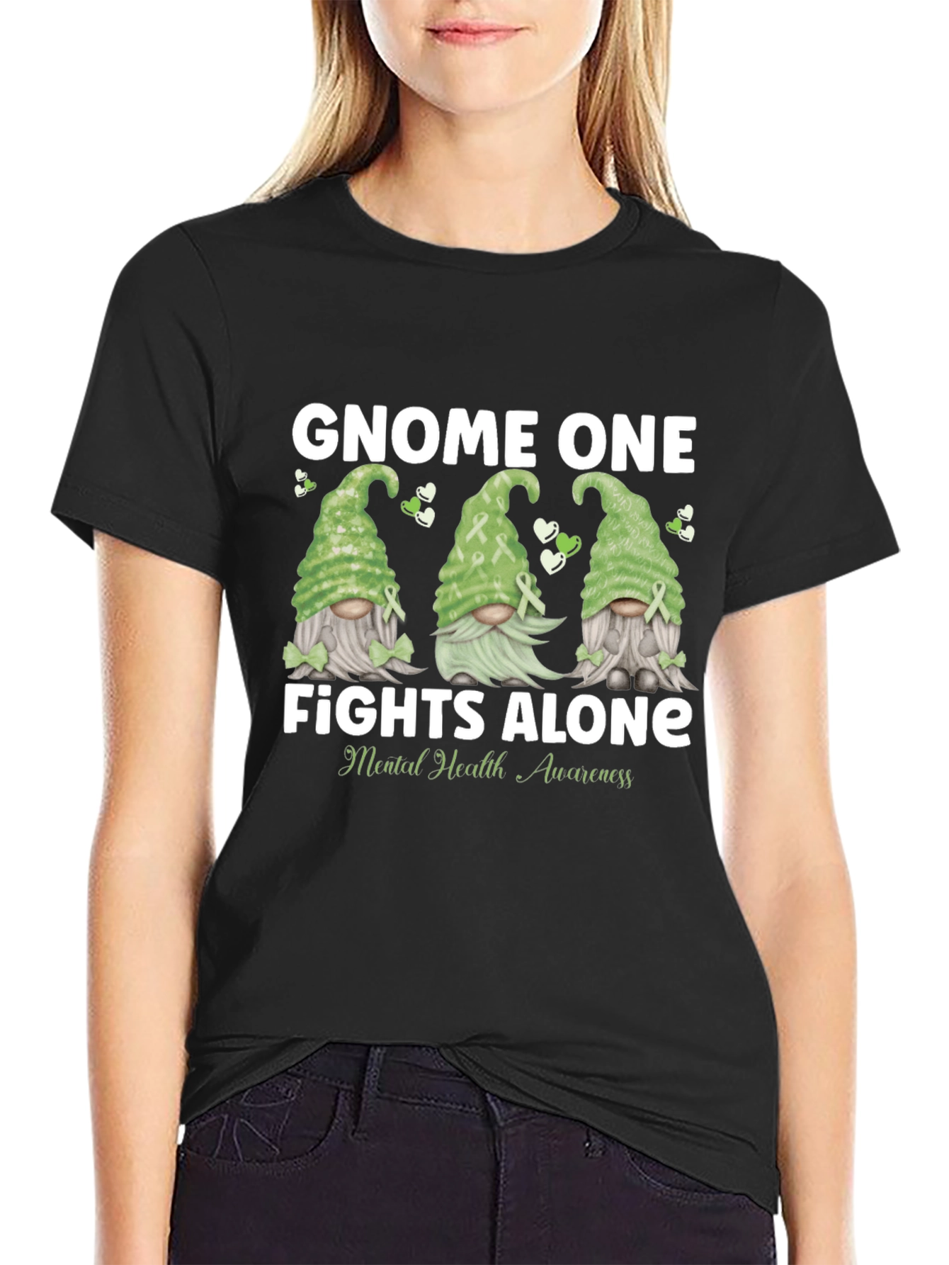 Gnome One Fights Alone Mental Health Awareness T-Shirt