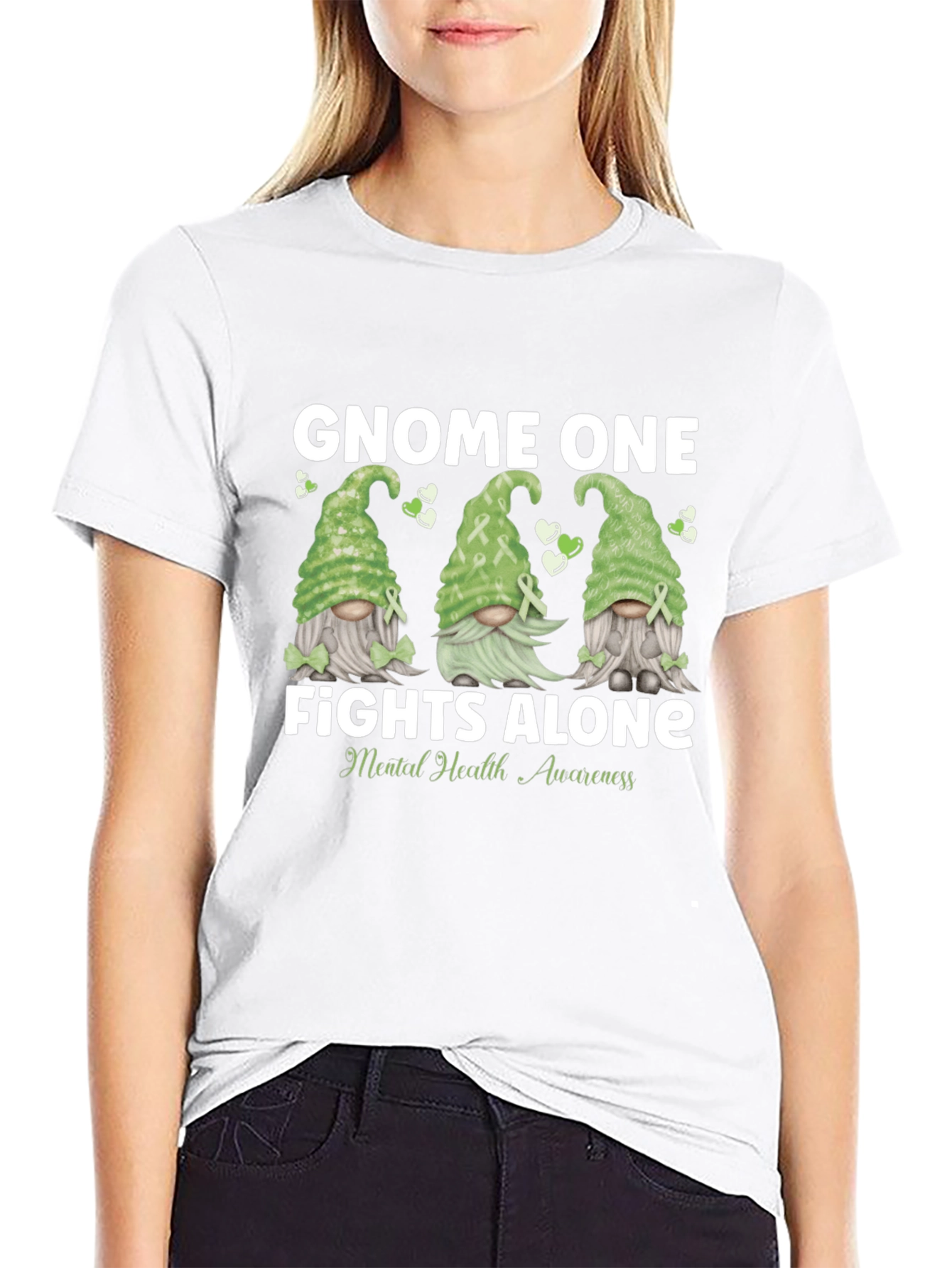 Gnome One Fights Alone Mental Health Awareness T-Shirt