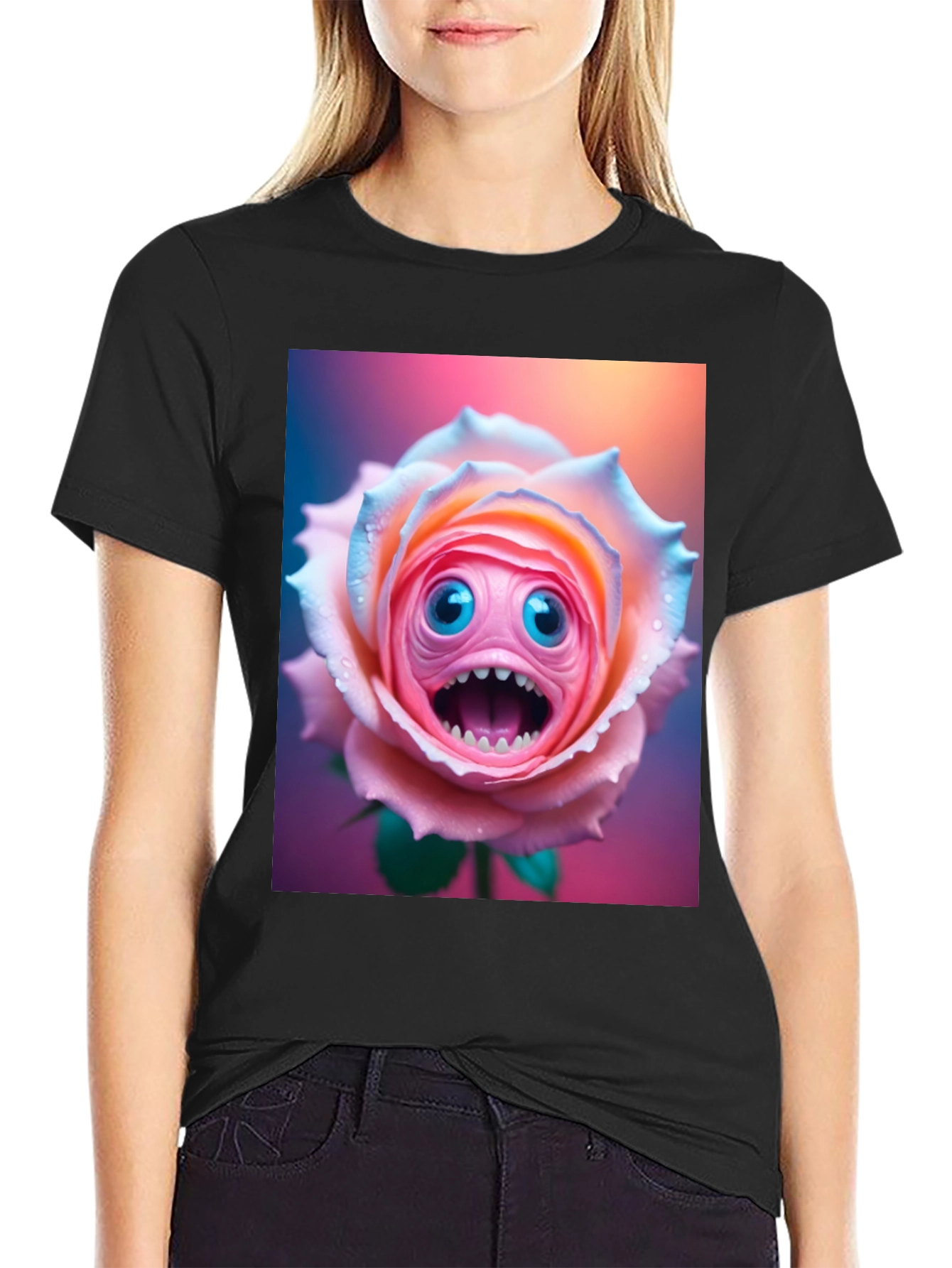 Monster Rose Graphic Tee - Unique and Funny!