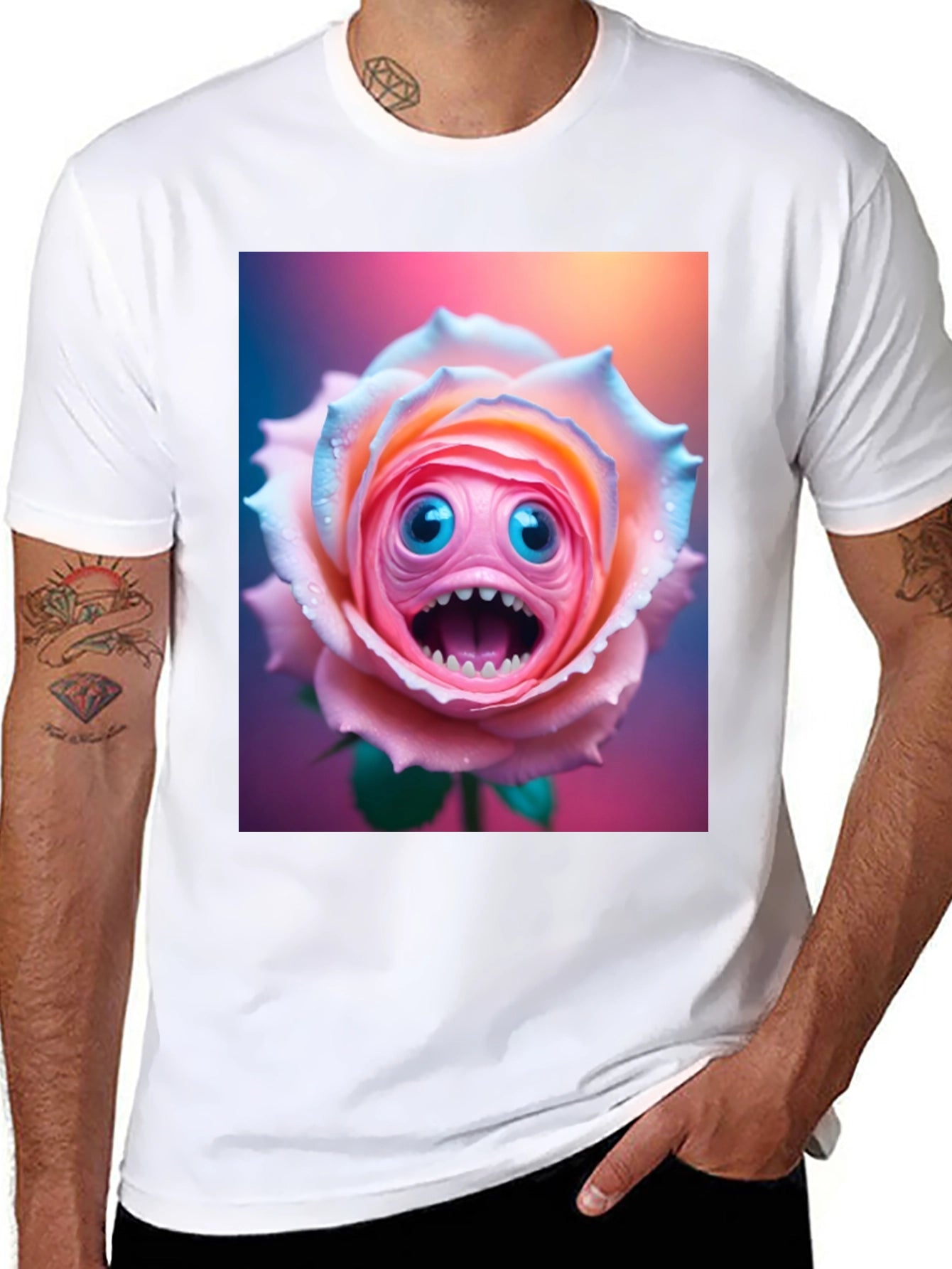 Monster Rose Graphic Tee - Unique and Funny!