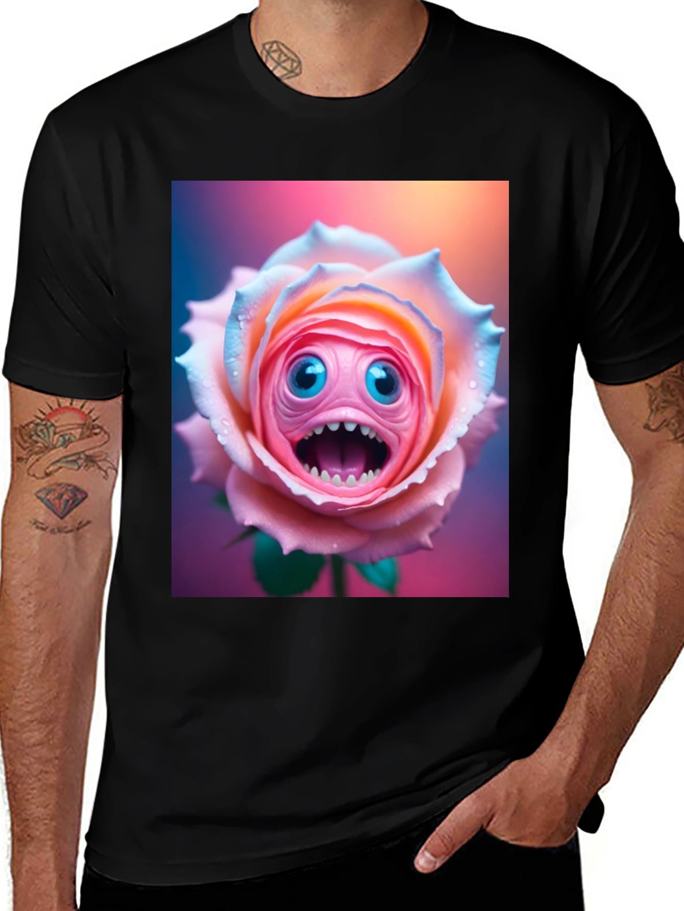 Monster Rose Graphic Tee - Unique and Funny!