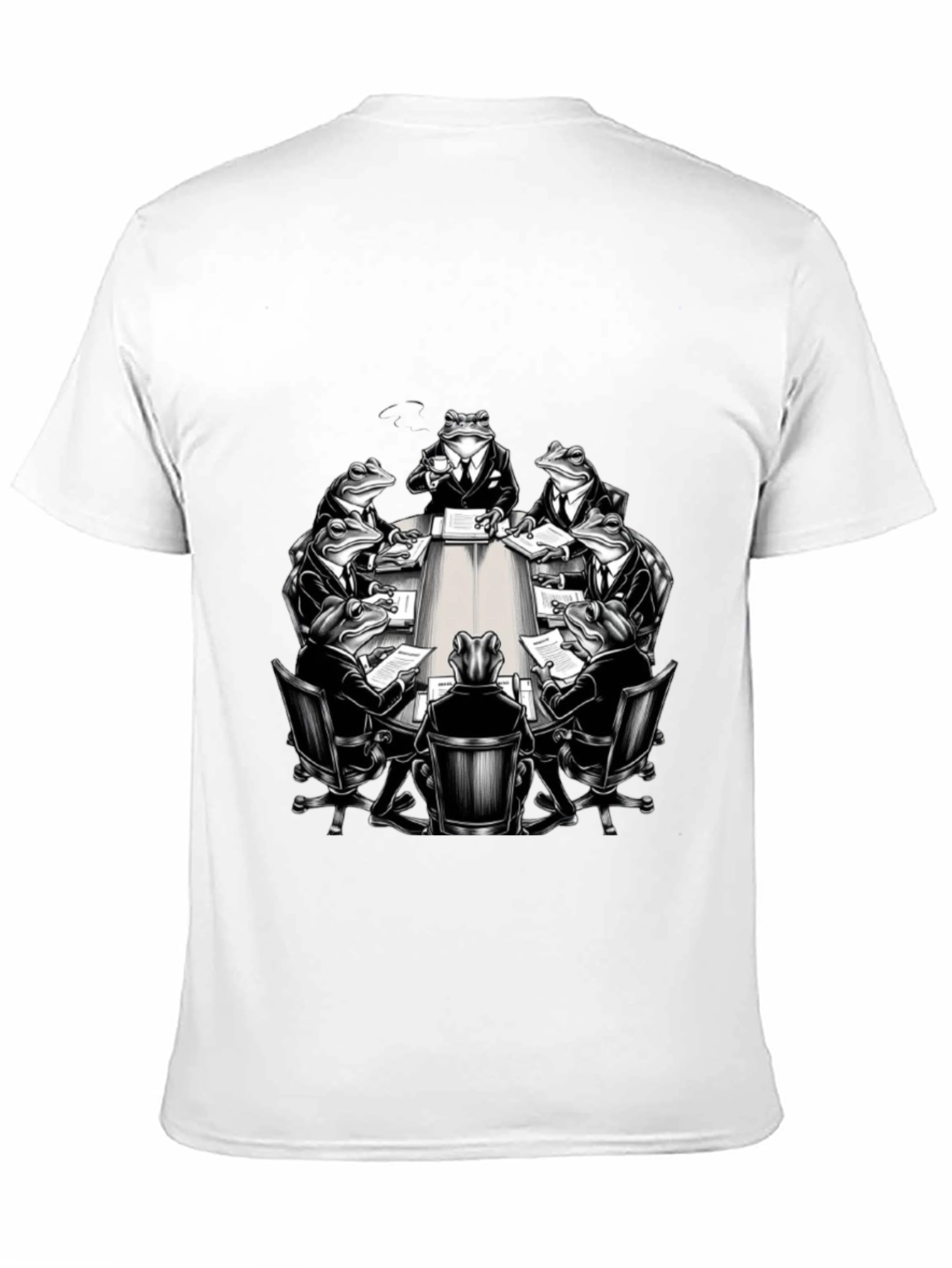 Frogs in Suits Meeting Black T-Shirt