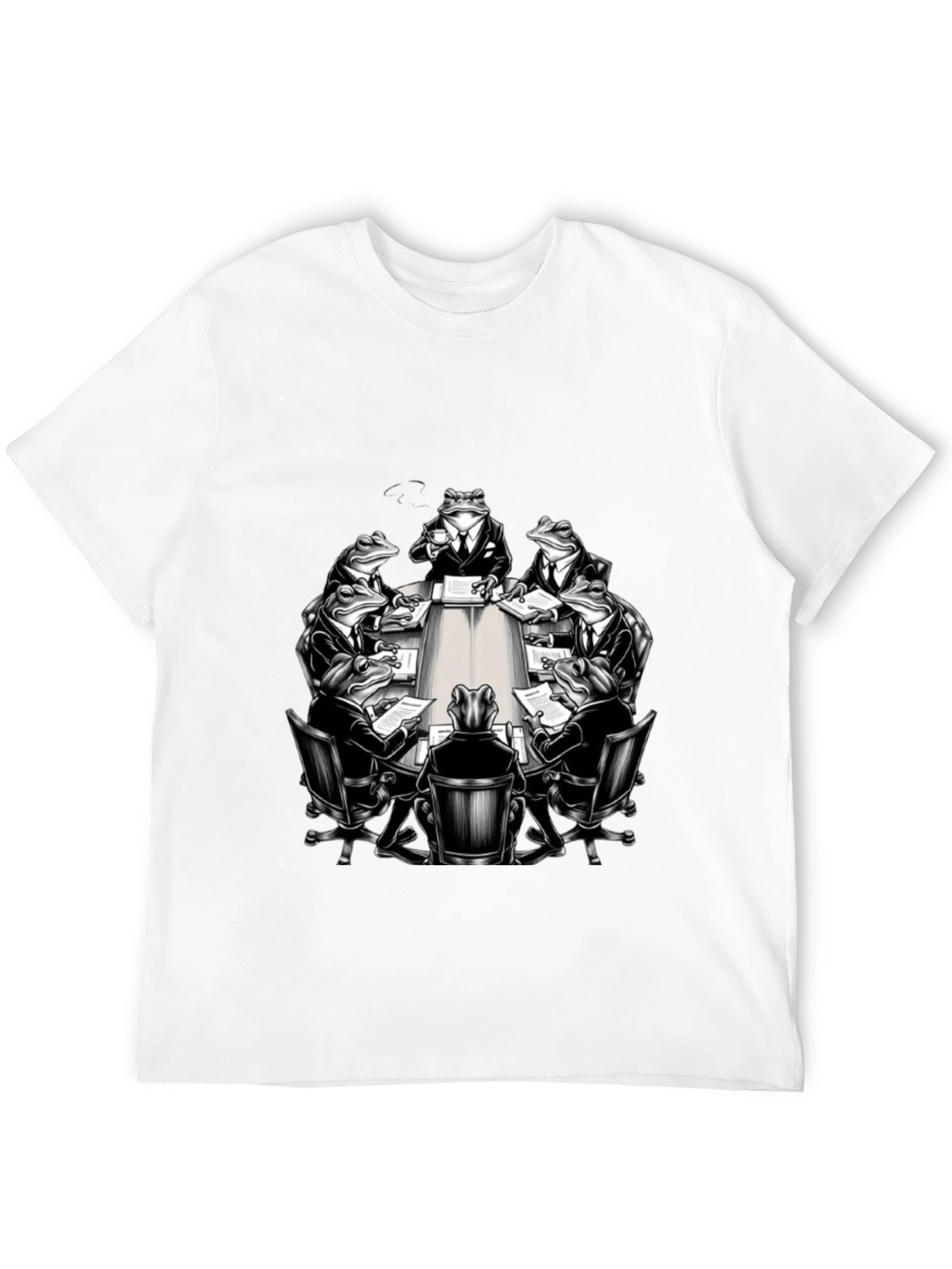 Frogs in Suits Meeting Black T-Shirt