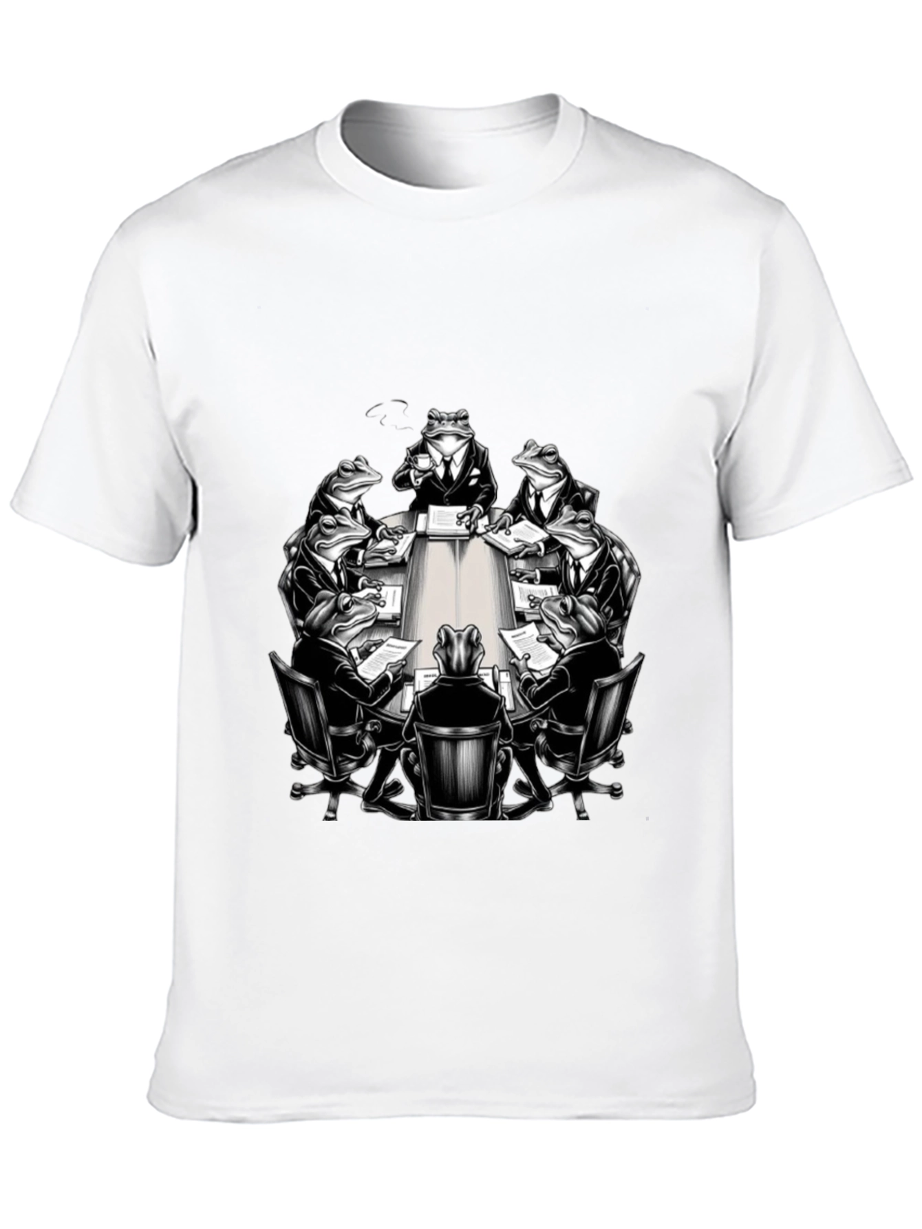 Frogs in Suits Meeting Black T-Shirt