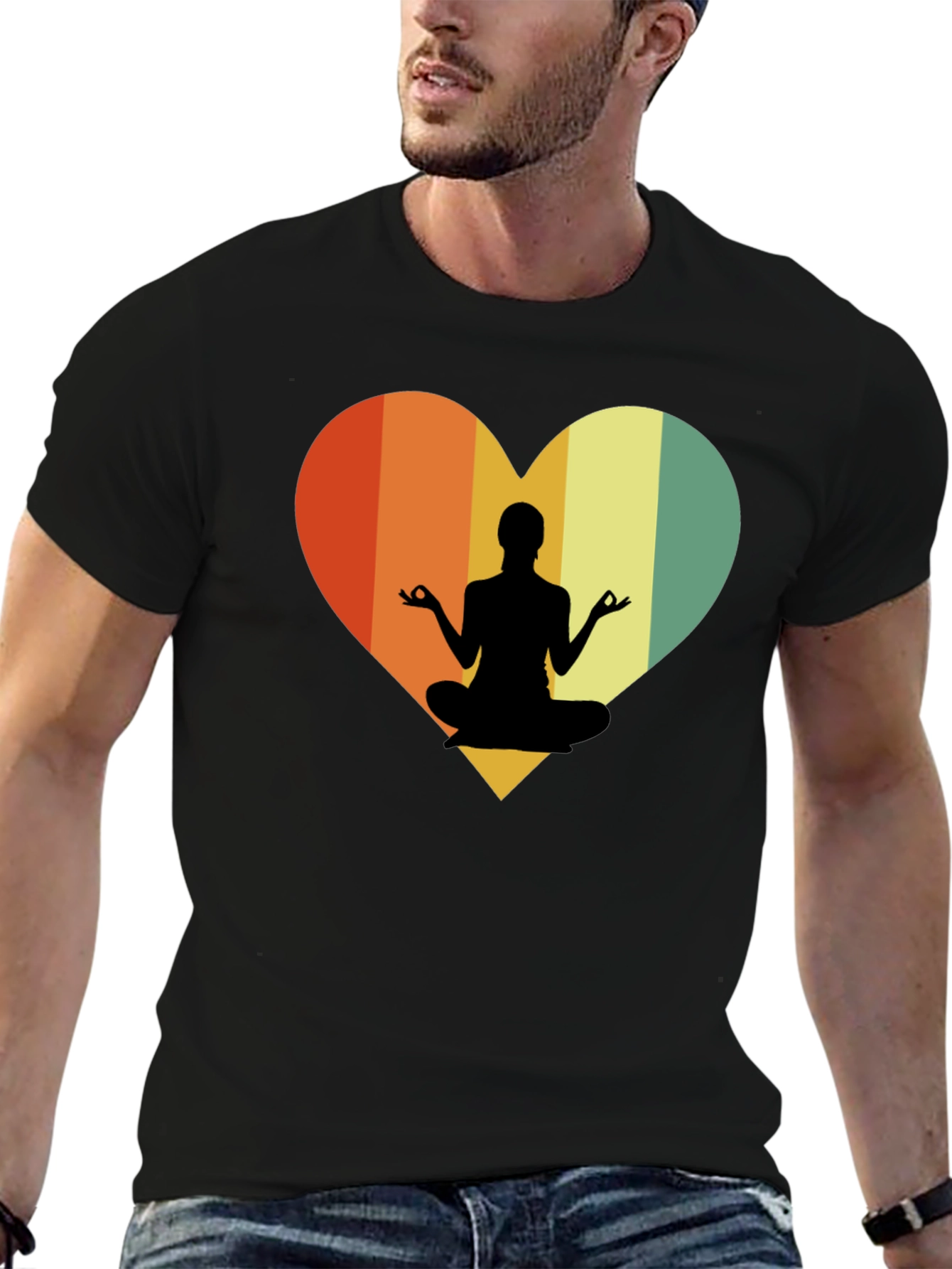 Yoga Heart Graphic Tee - Relaxed Fit Black T-Shirt