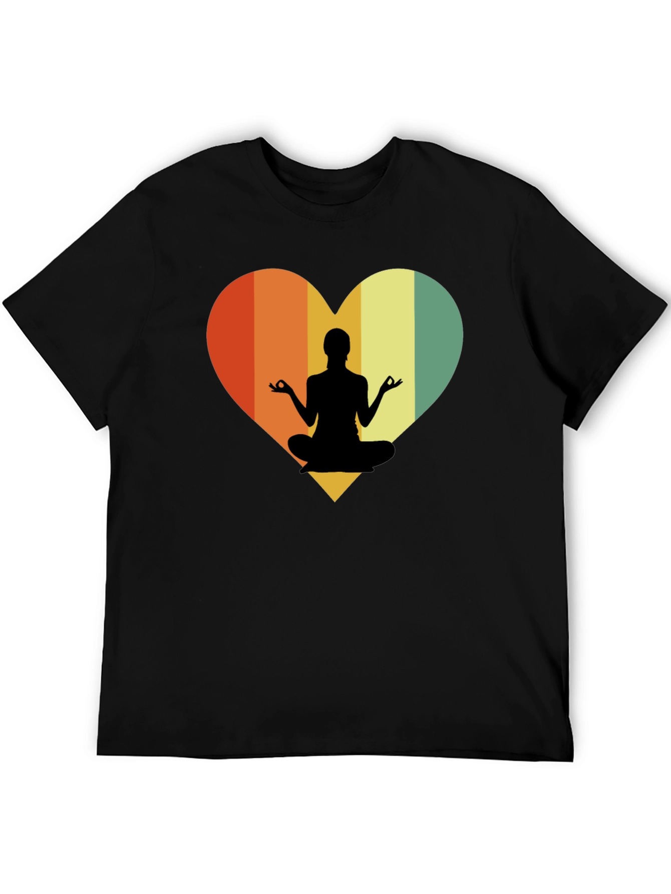 Yoga Heart Graphic Tee - Relaxed Fit Black T-Shirt
