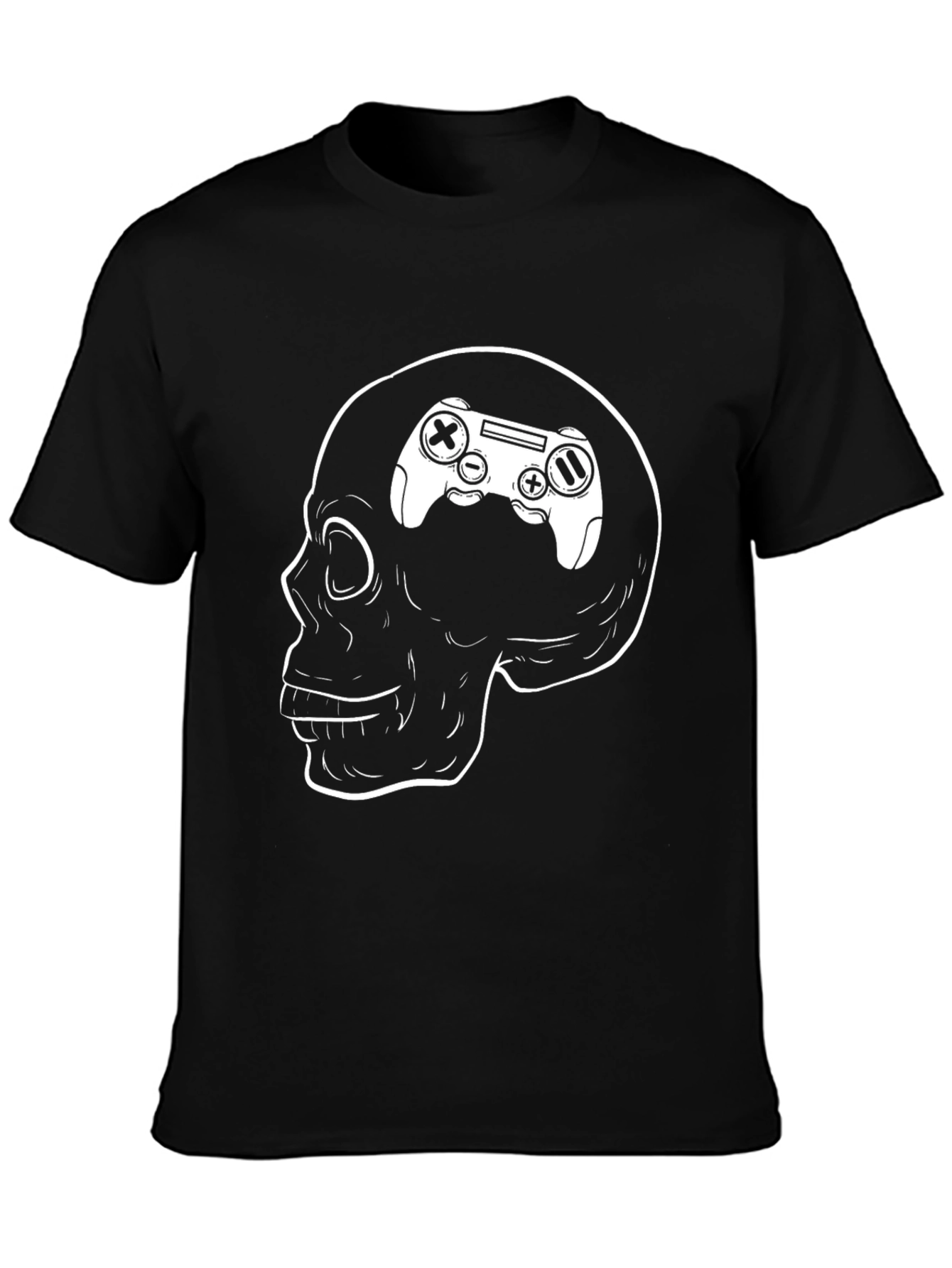 Gamer Brain Skull T-Shirt - Black