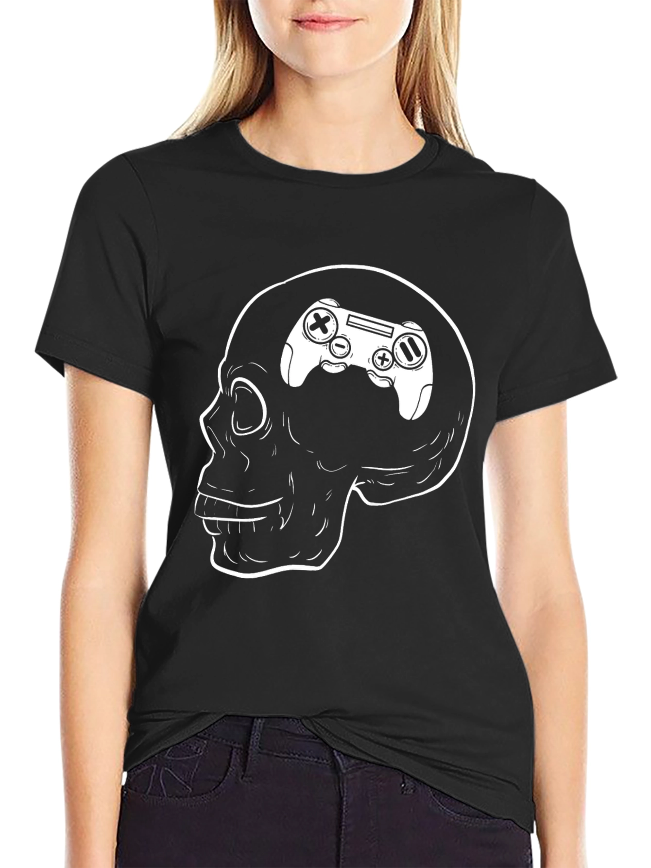 Gamer Brain Skull T-Shirt - Black