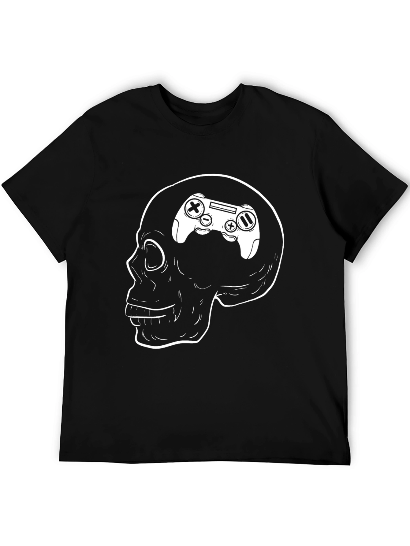 Gamer Brain Skull T-Shirt - Black