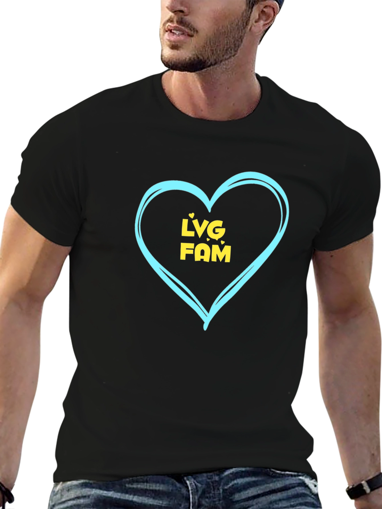 LVG FAM Heart Graphic Tee - Trendy Casual Style