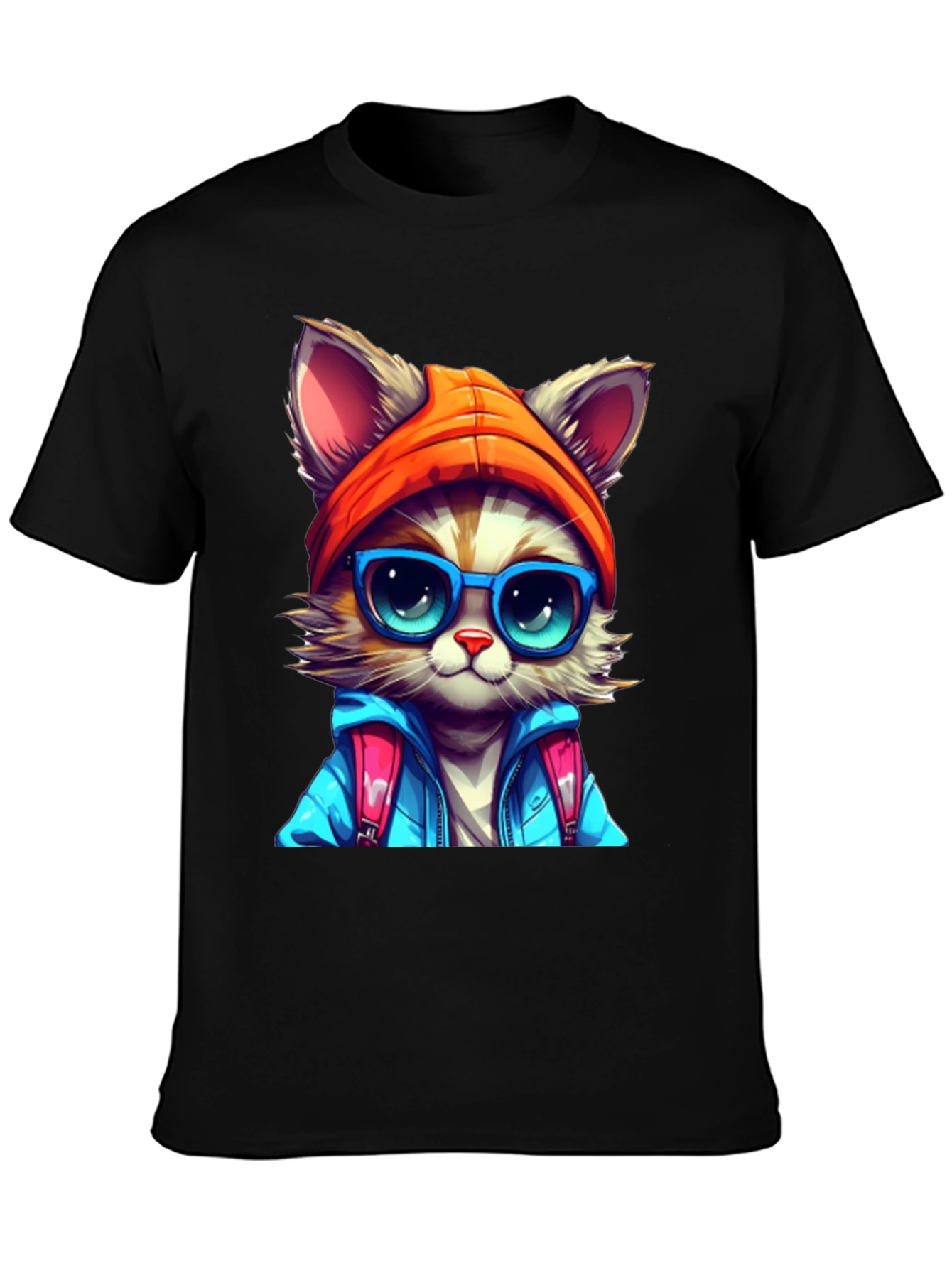 Cat with Glasses Graphic Tee