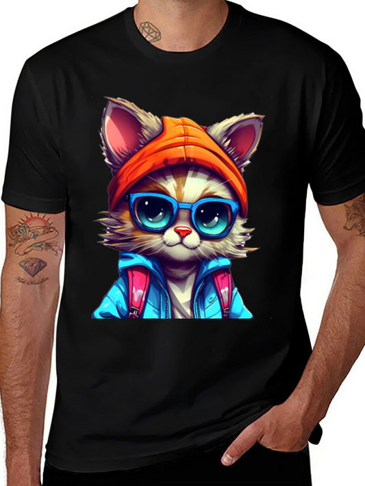 Cat with Glasses Graphic Tee