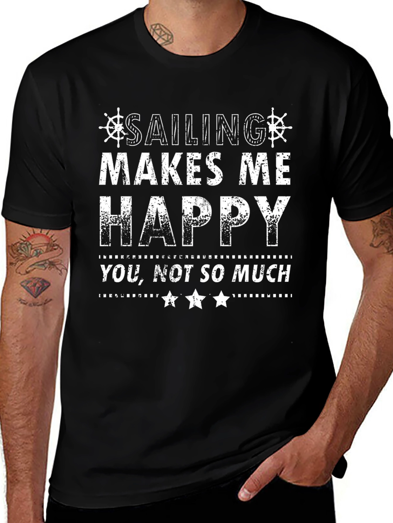 Sailing Makes Me Happy Graphic T-Shirt - Black