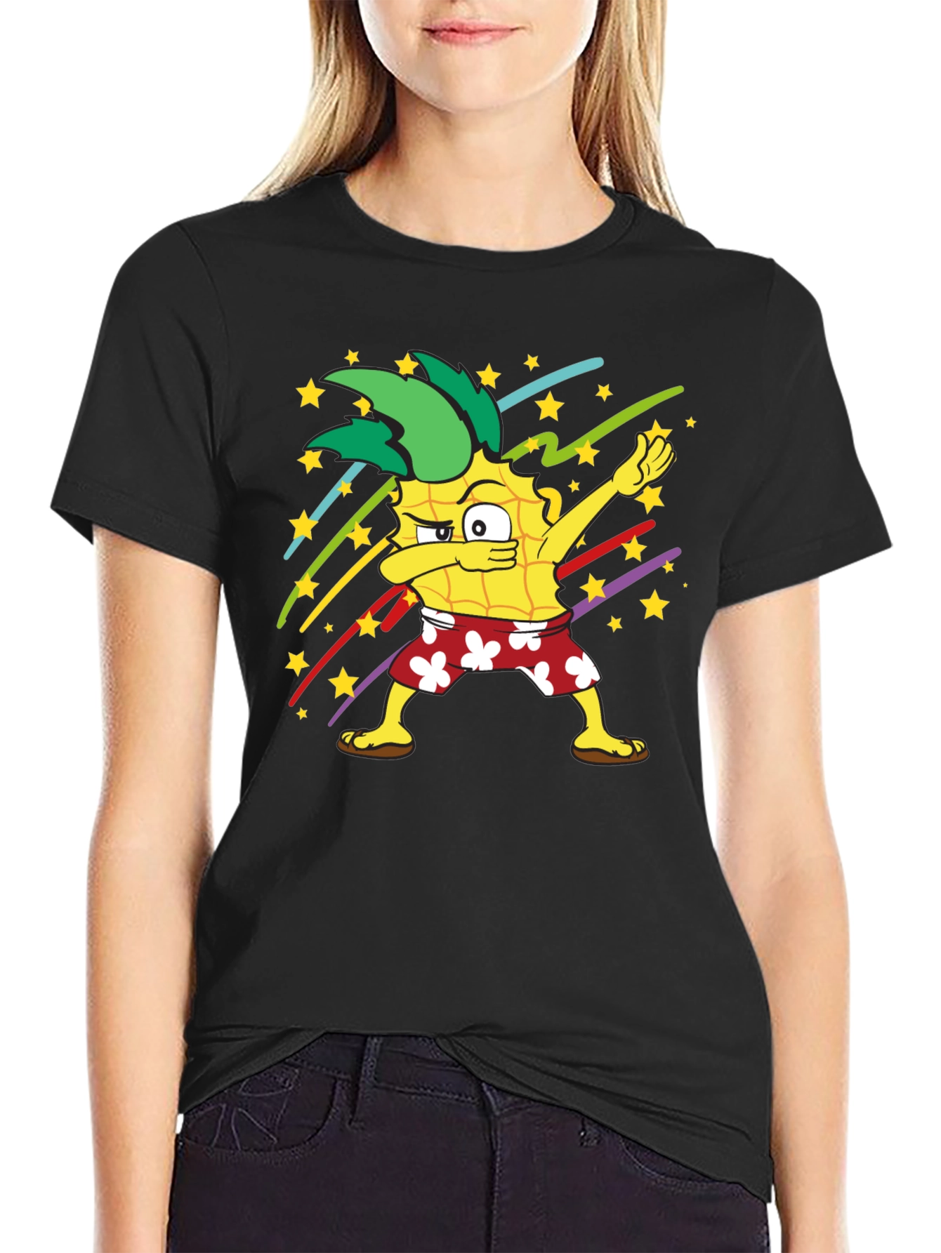 Dabbing Pineapple Graphic T-Shirt - Fun Summer Style