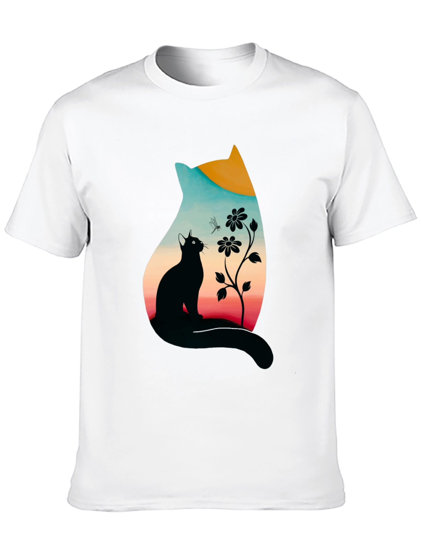 Cat Silhouette Graphic Print Tee