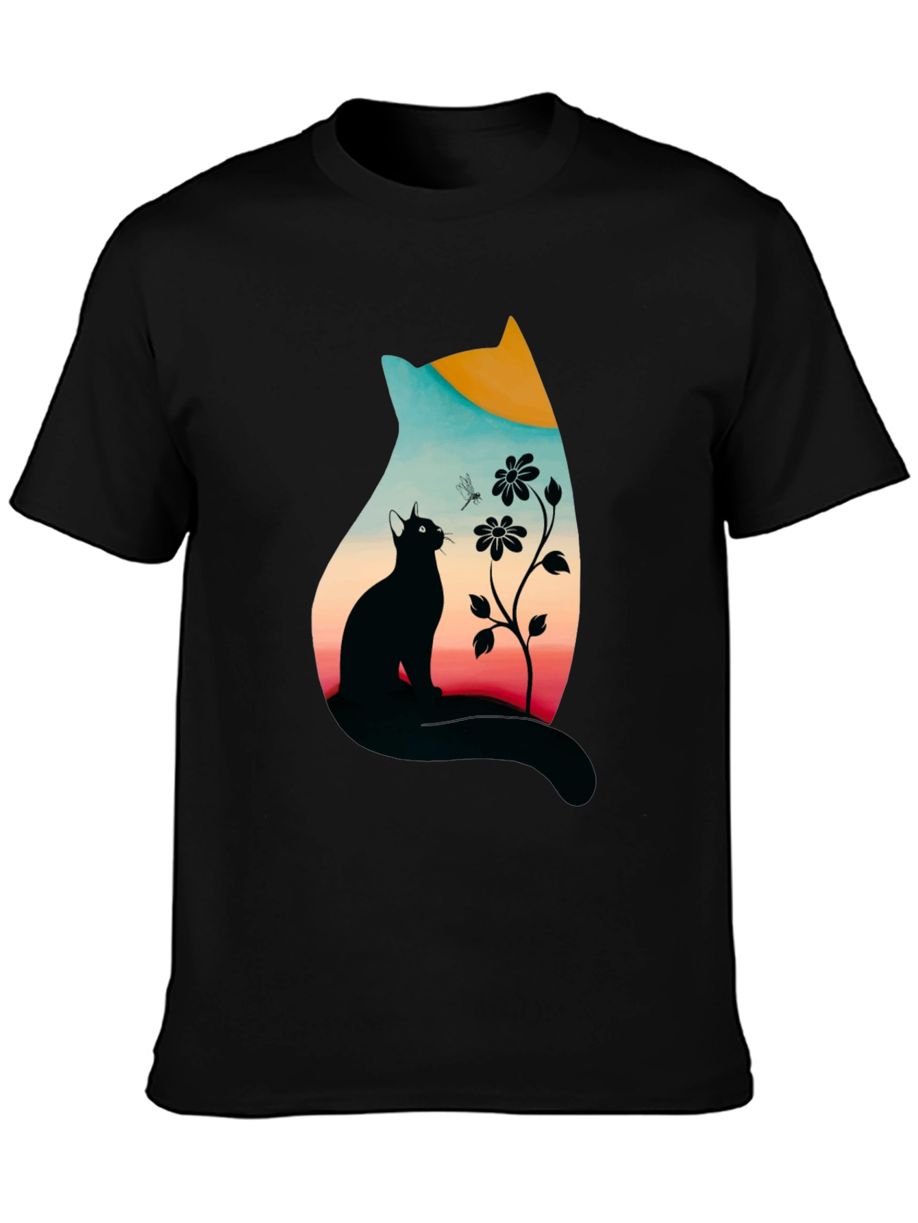 Cat Silhouette Graphic Print Tee