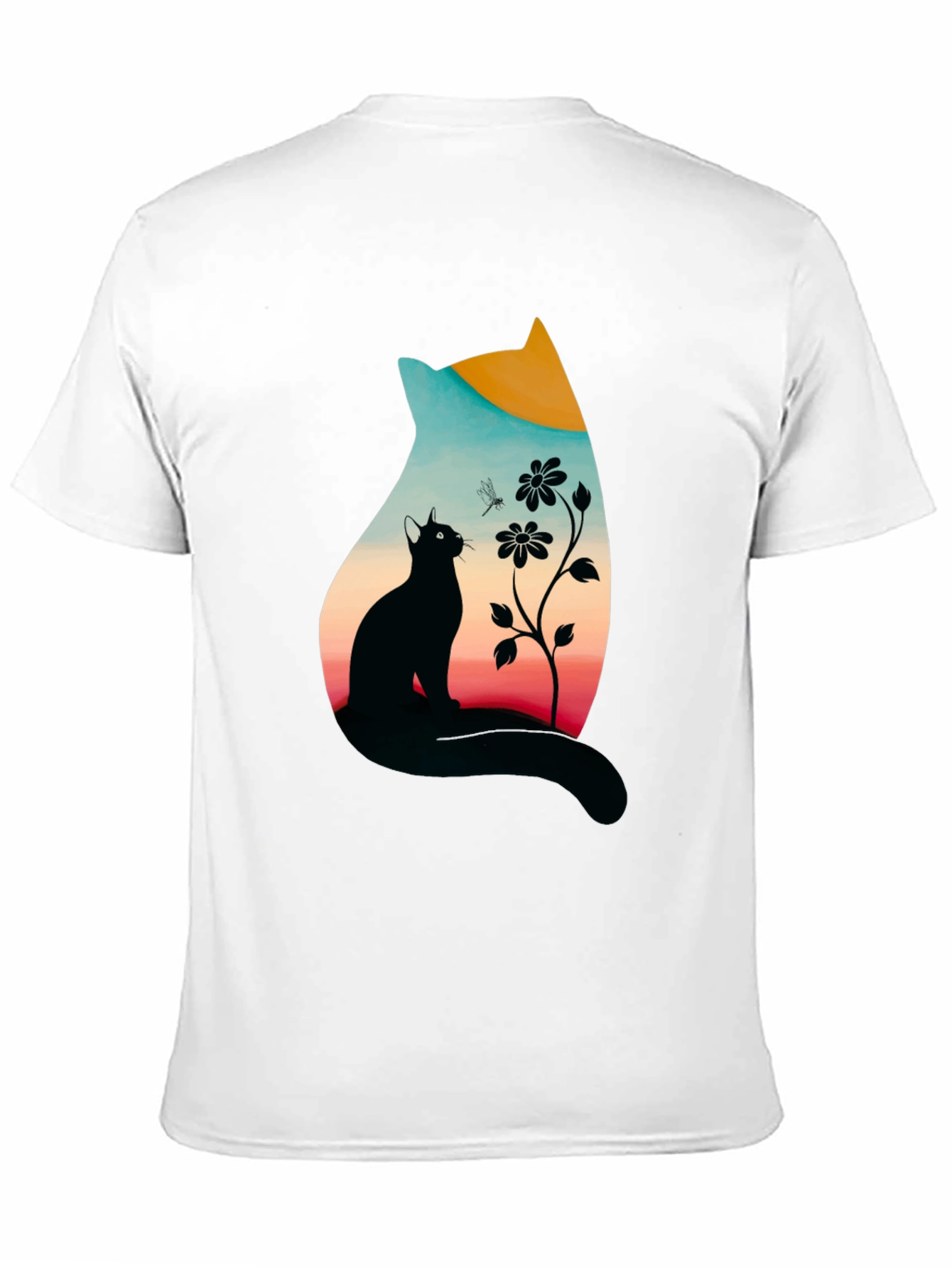 Cat Silhouette Graphic Print Tee