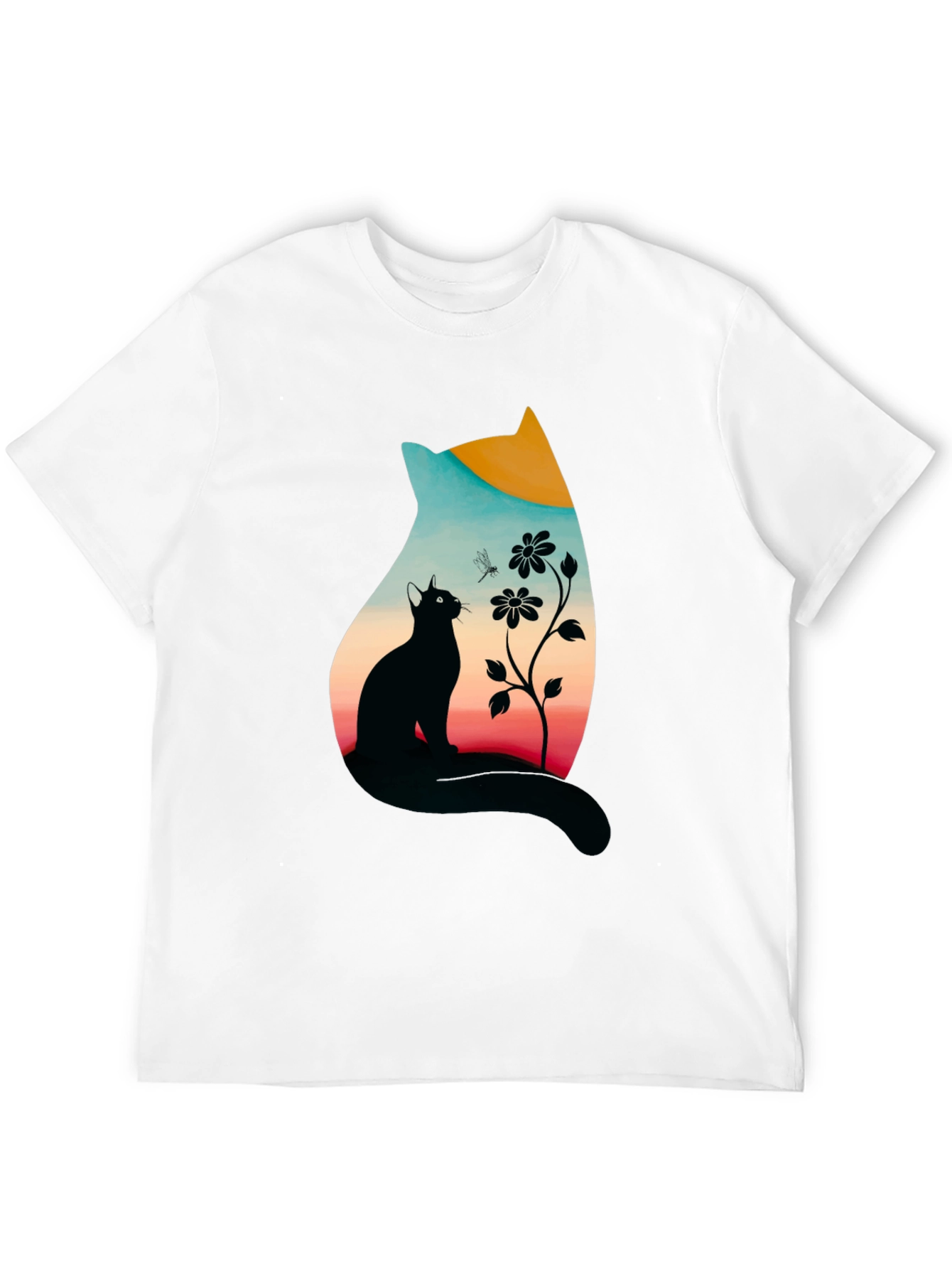 Cat Silhouette Graphic Print Tee