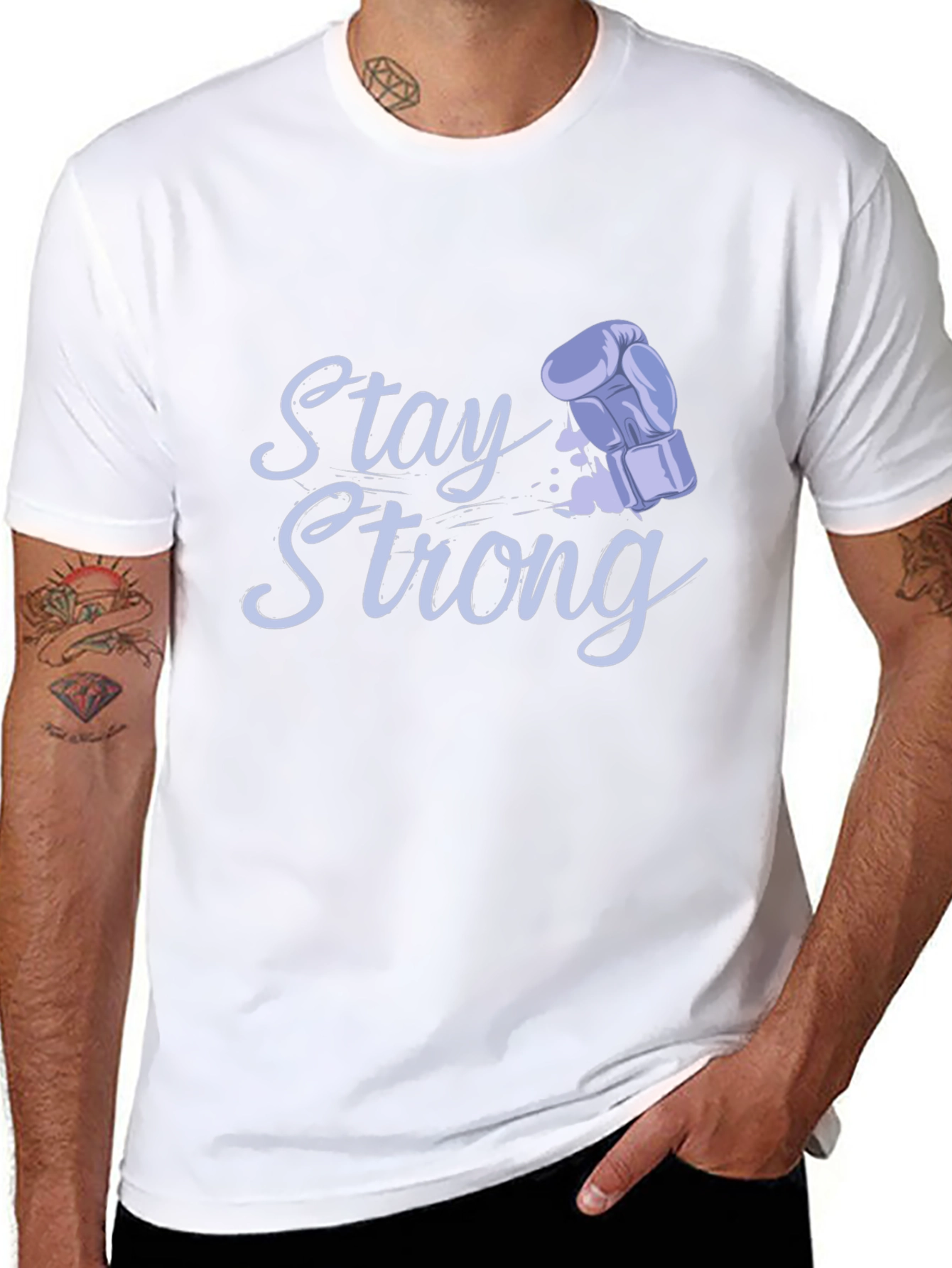 Stay Strong Boxing Glove Graphic Tee - Black