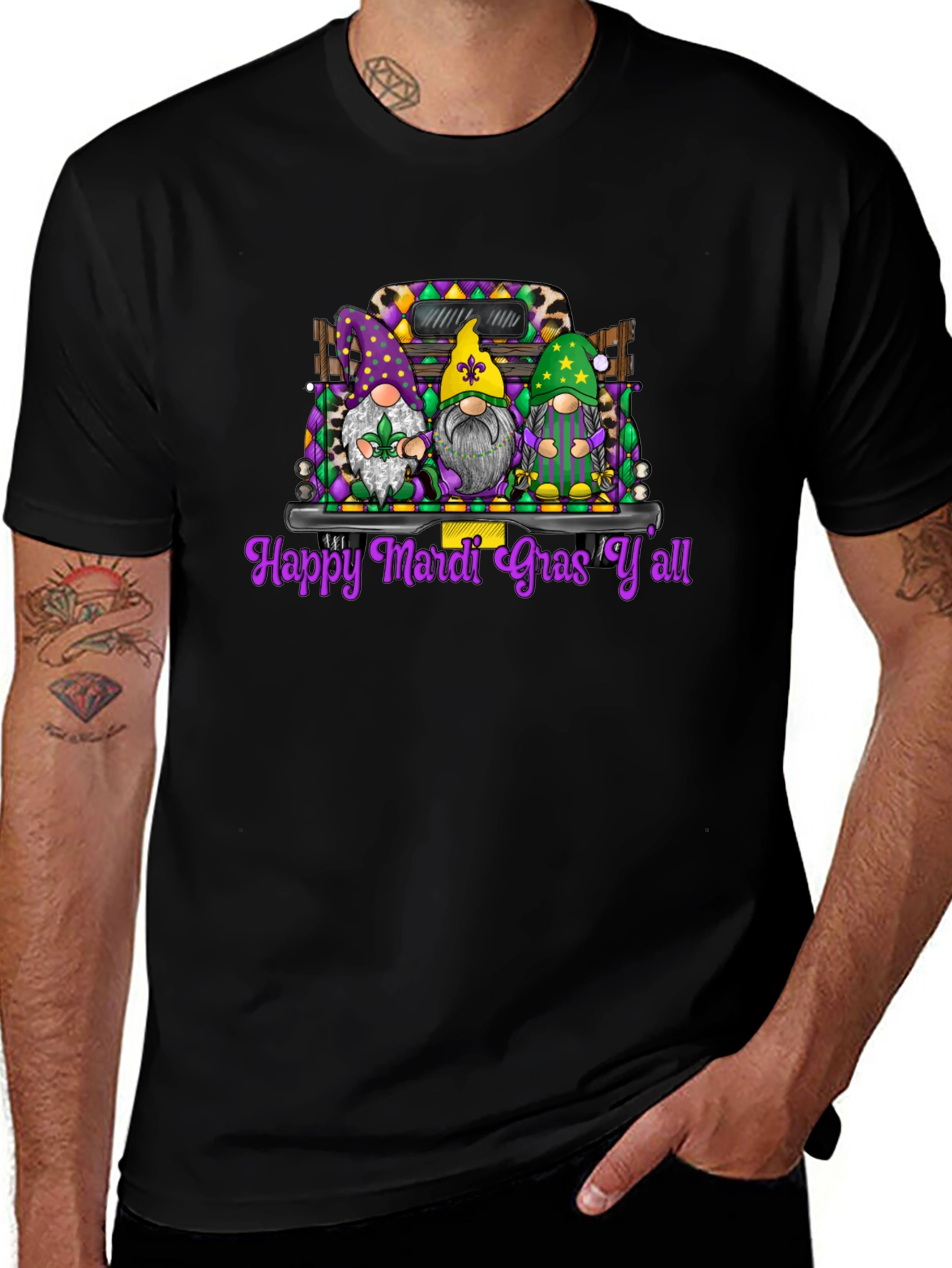 Mardi Gras Gnomes Graphic T-Shirt