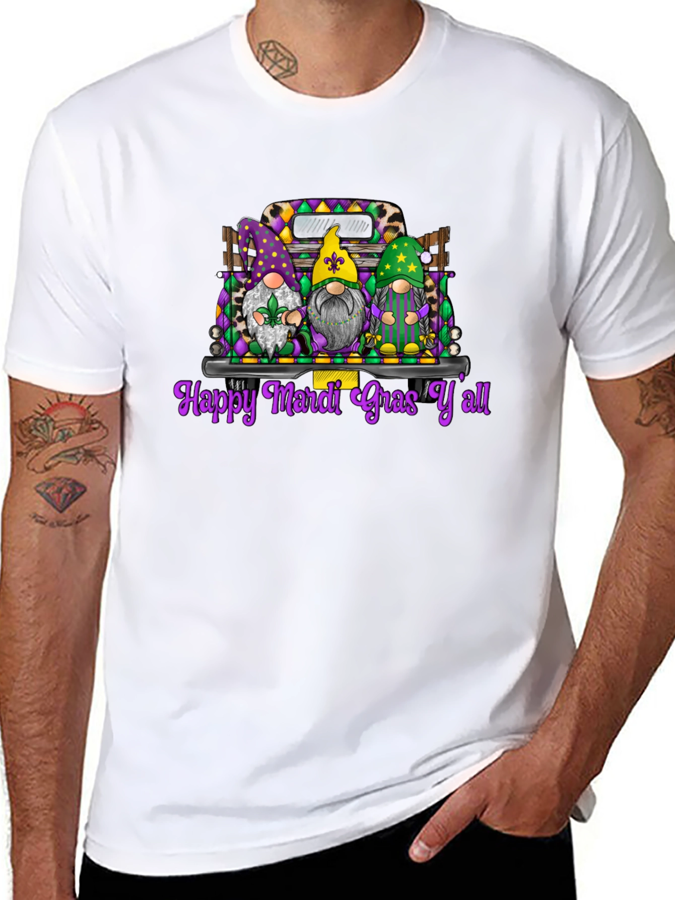 Mardi Gras Gnomes Graphic T-Shirt