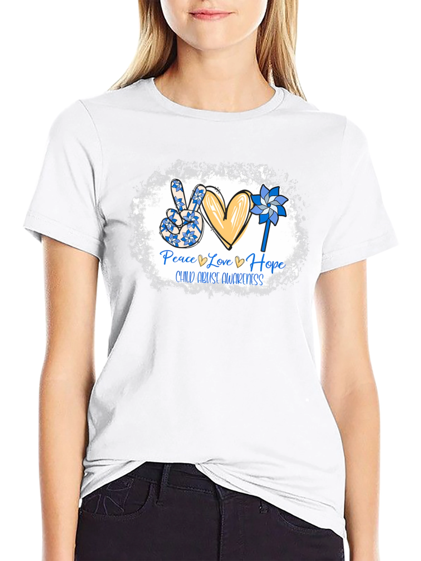 Child Abuse Awareness T-Shirt: Peace Love Hope