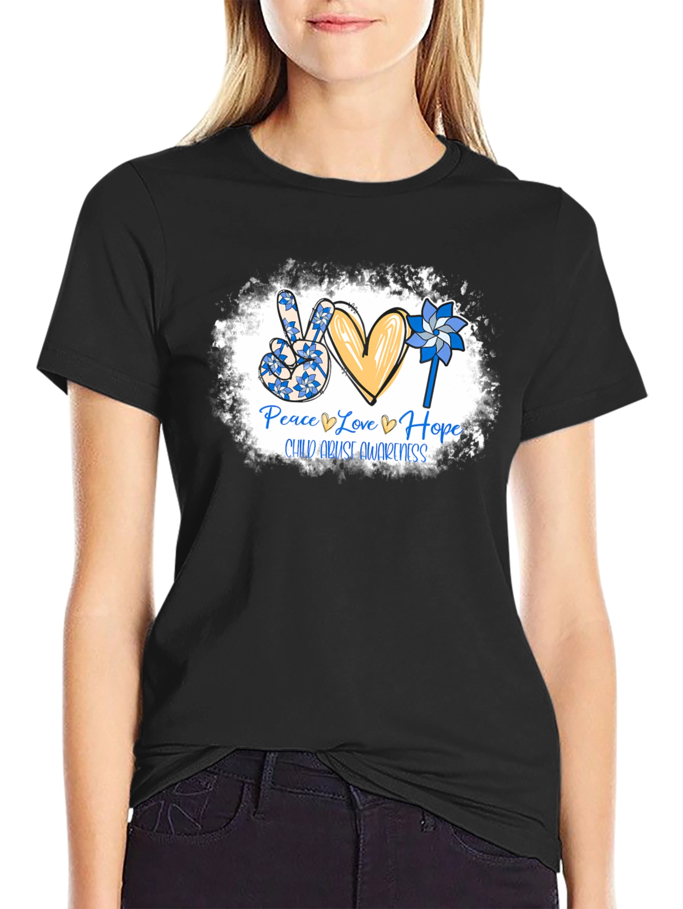 Child Abuse Awareness T-Shirt: Peace Love Hope