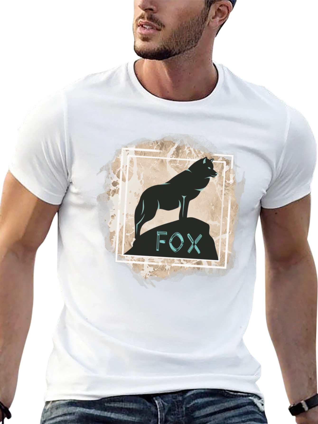 Fox Silhouette Graphic Print Tee