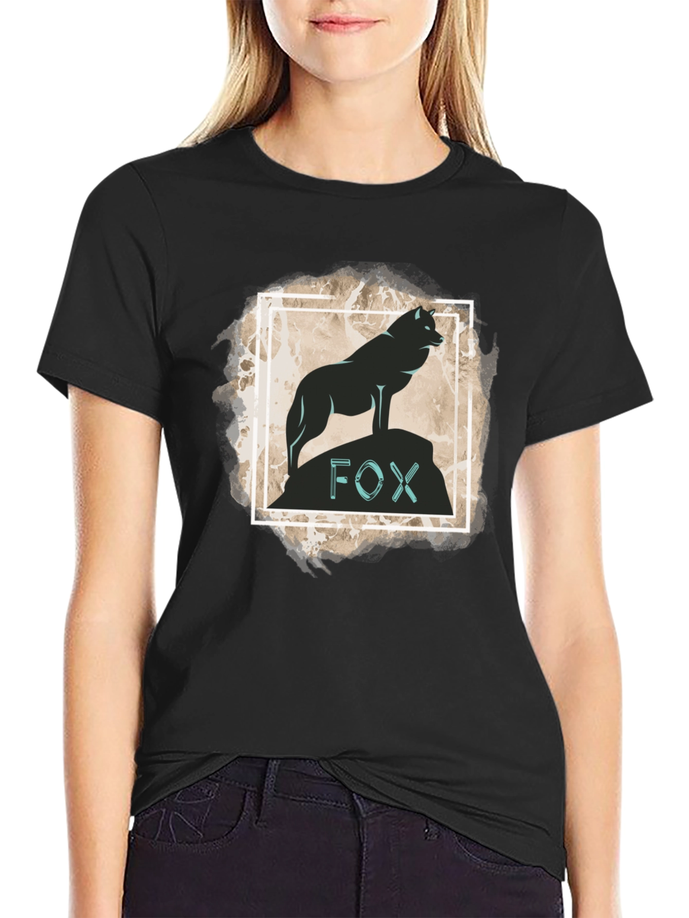 Fox Silhouette Graphic Print Tee
