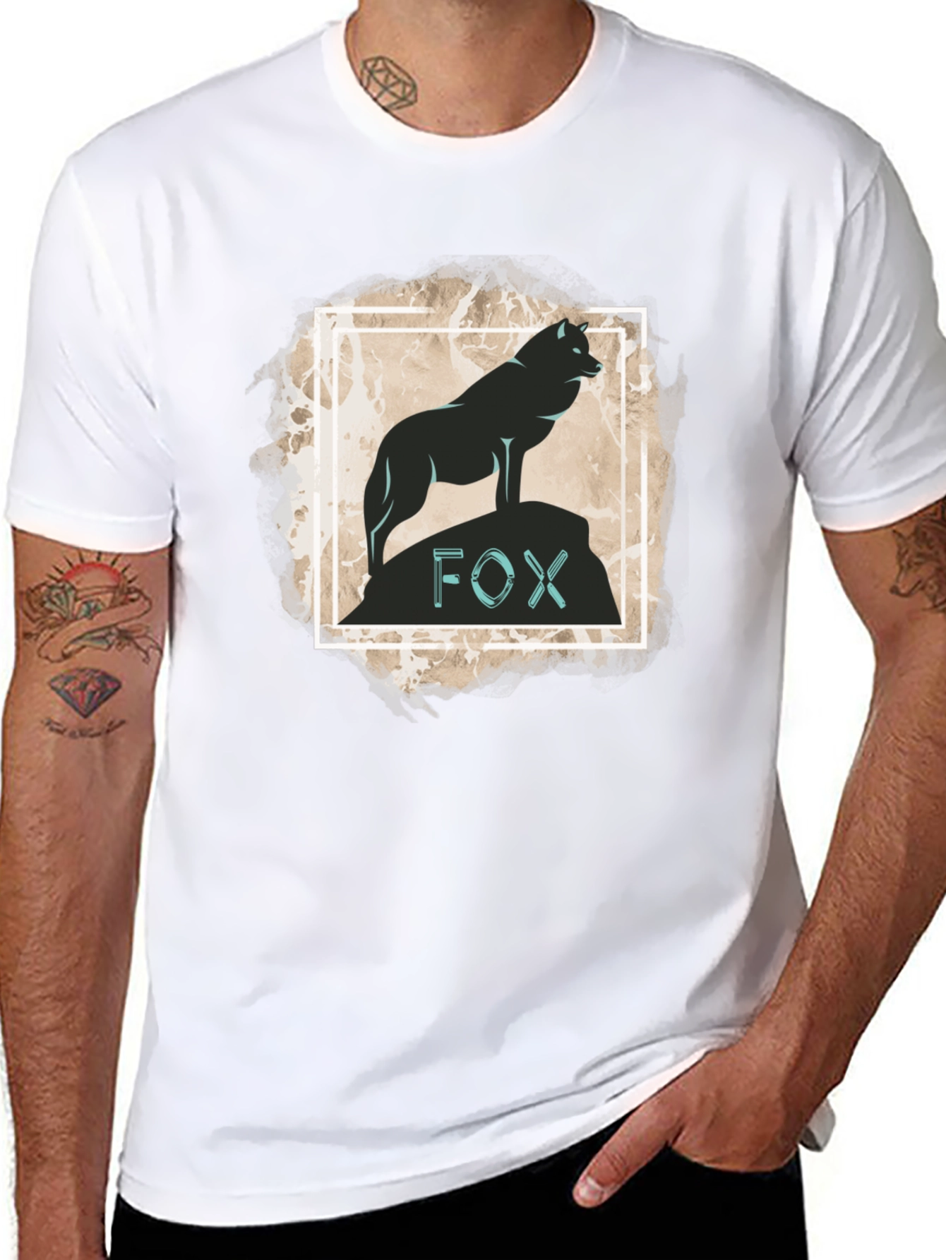 Fox Silhouette Graphic Print Tee