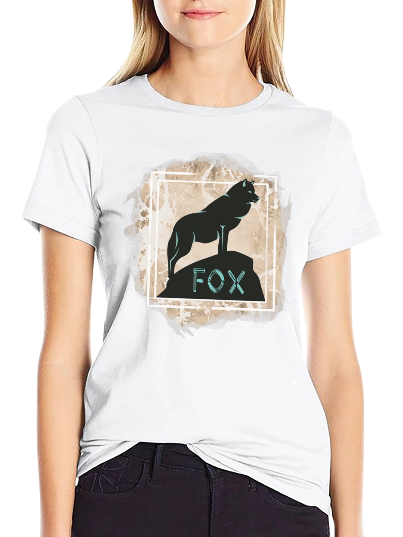 Fox Silhouette Graphic Print Tee