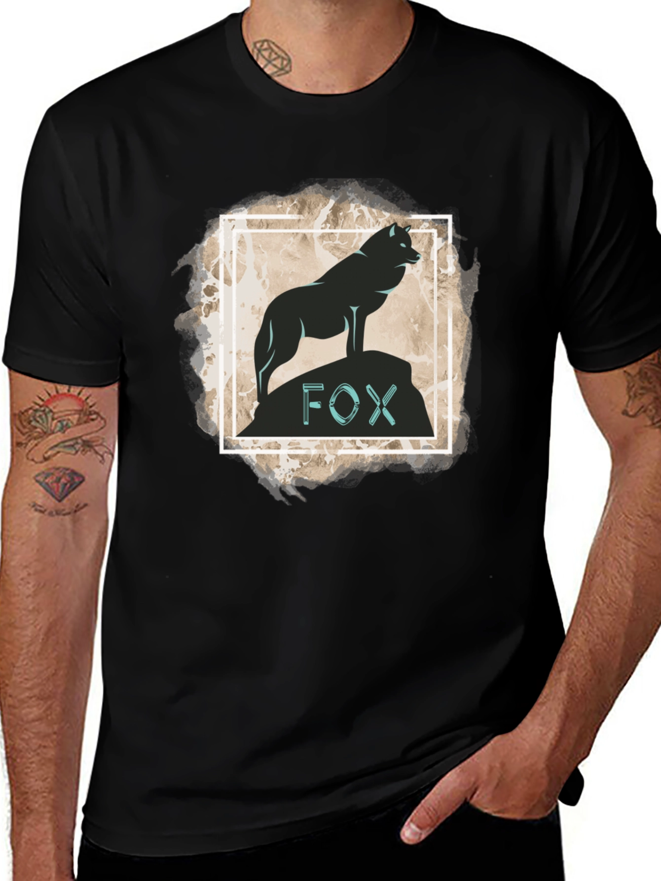 Fox Silhouette Graphic Print Tee