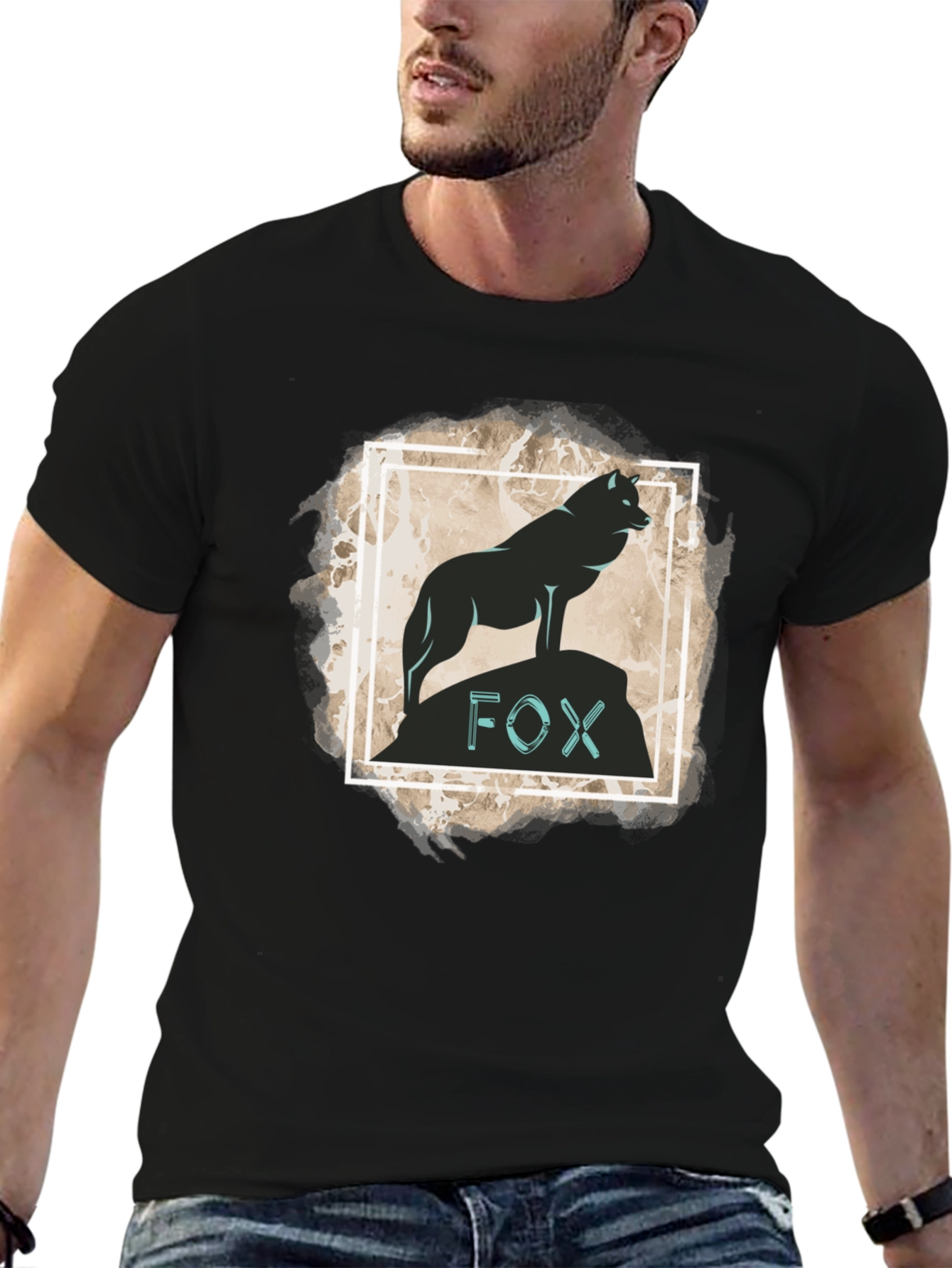 Fox Silhouette Graphic Print Tee